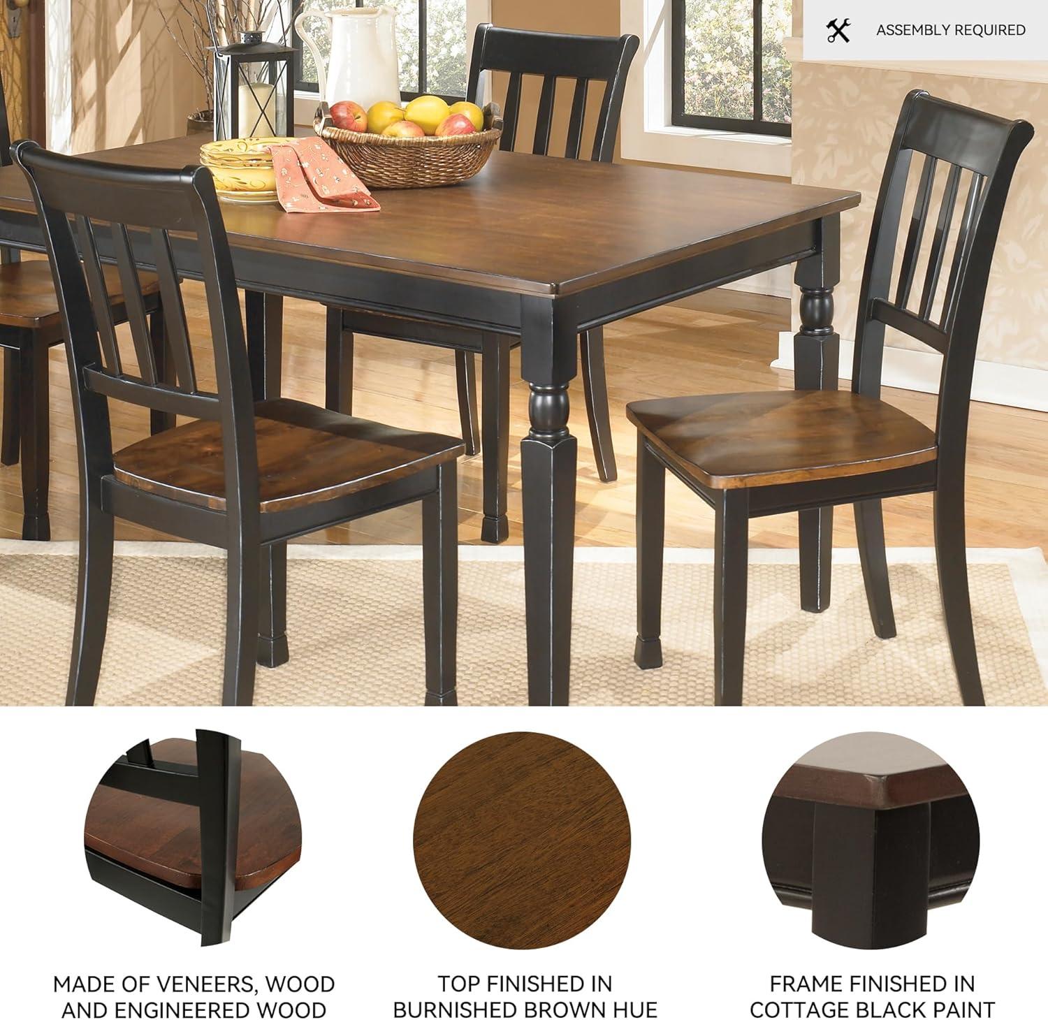 Signature Design by Ashley Owingsville Modern Farmhouse Dining Room Side Chair, Set of 2, Black and Brown