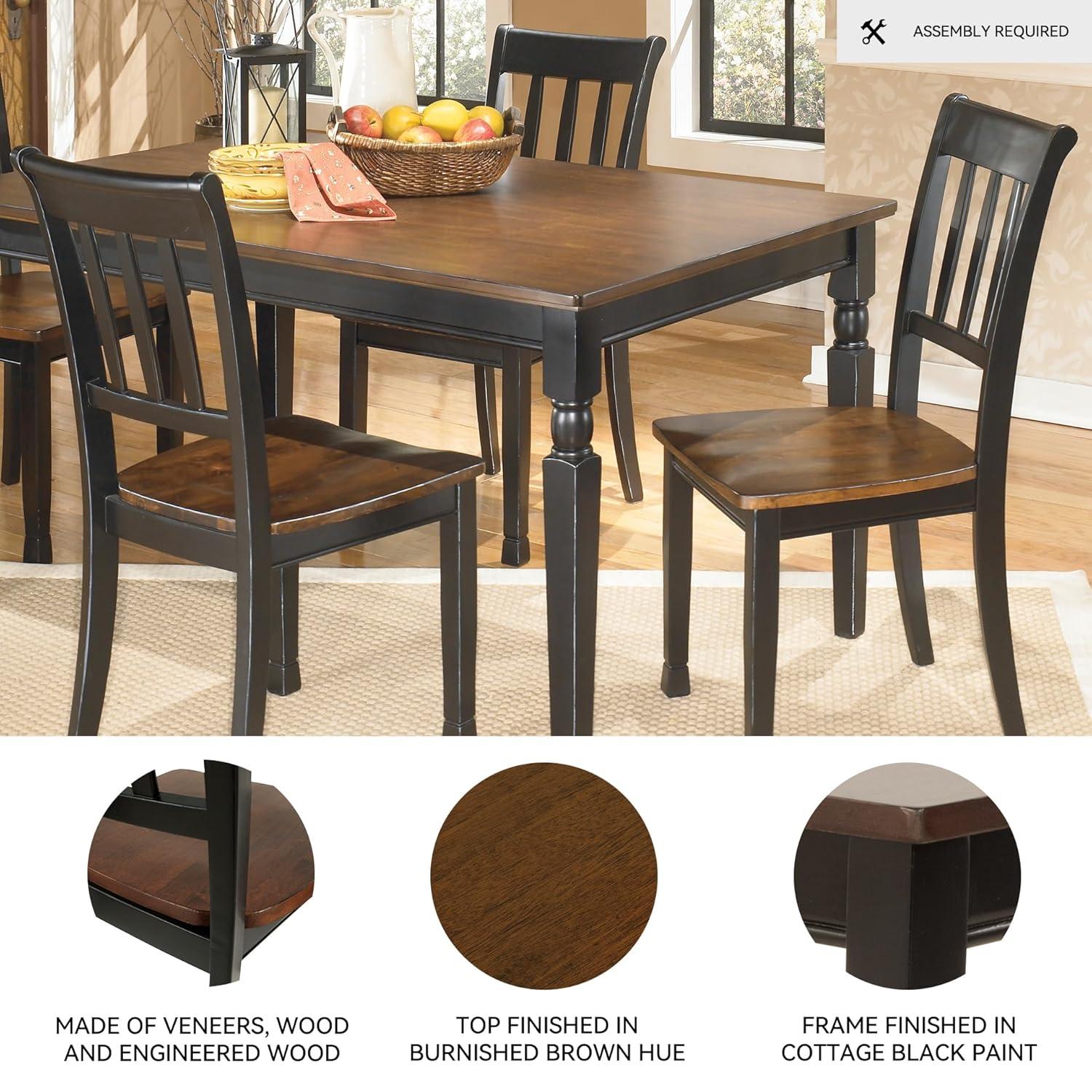 Signature Design by Ashley Owingsville Modern Farmhouse Dining Room Side Chair, Set of 2, Black and Brown