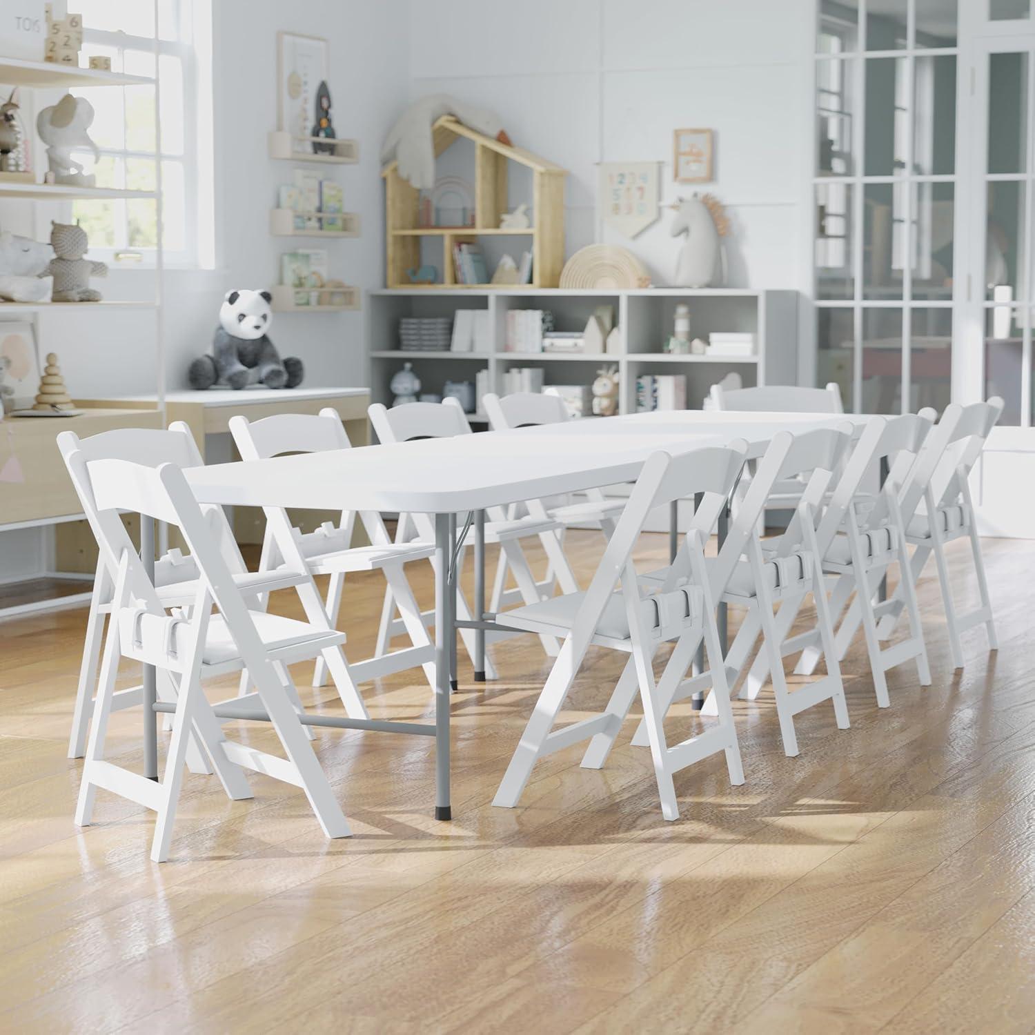 Flash Furniture Kids Folding Chairs with Padded Seats | Set of 2 White Resin Folding Chair with Vinyl Padded Seat for Kids