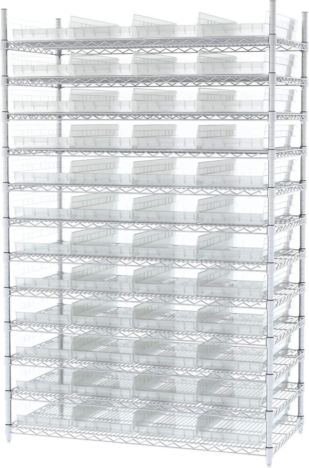 Clear Plastic 24-Inch Nesting Shelf Bin Box, 6-Pack