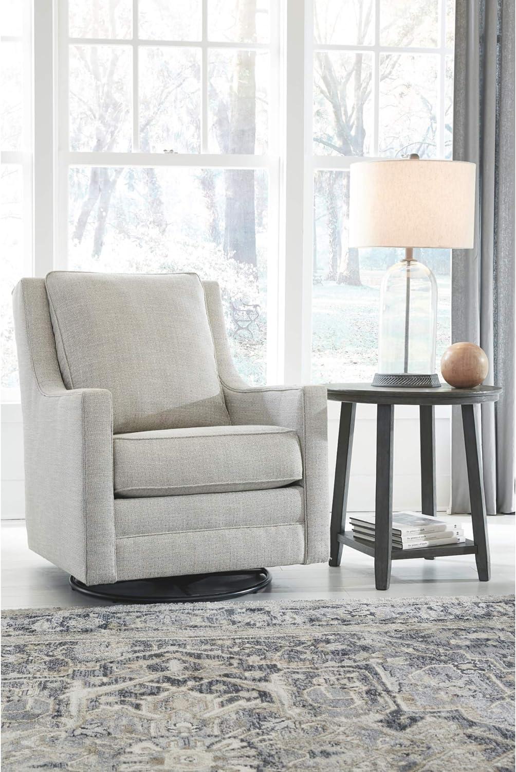 Frost Gray Geometric Microfiber 29.88" Swivel Accent Chair