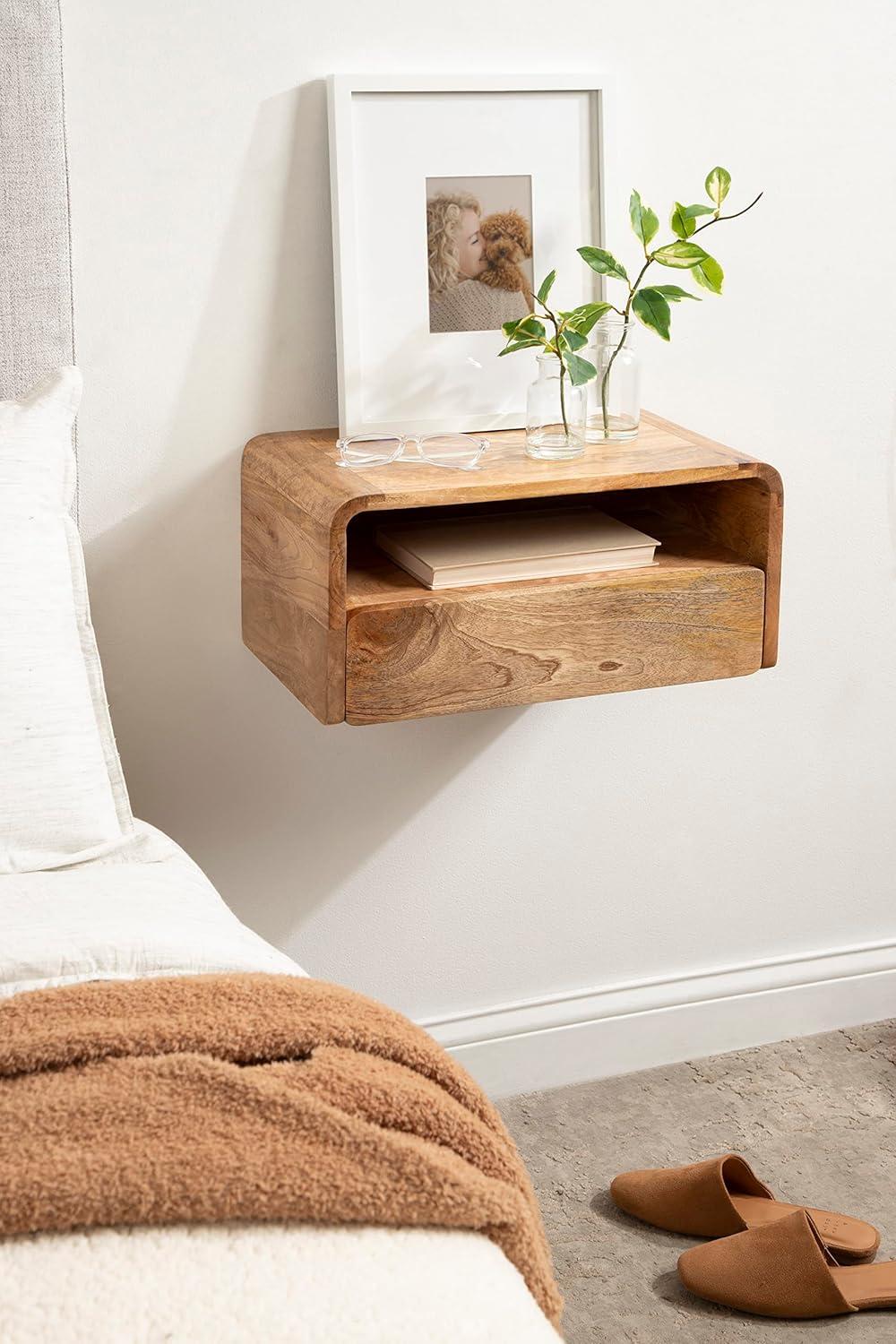 Kate and Laurel Kato Rectangle Wood Floating Side Table, 18x10x9, Natural