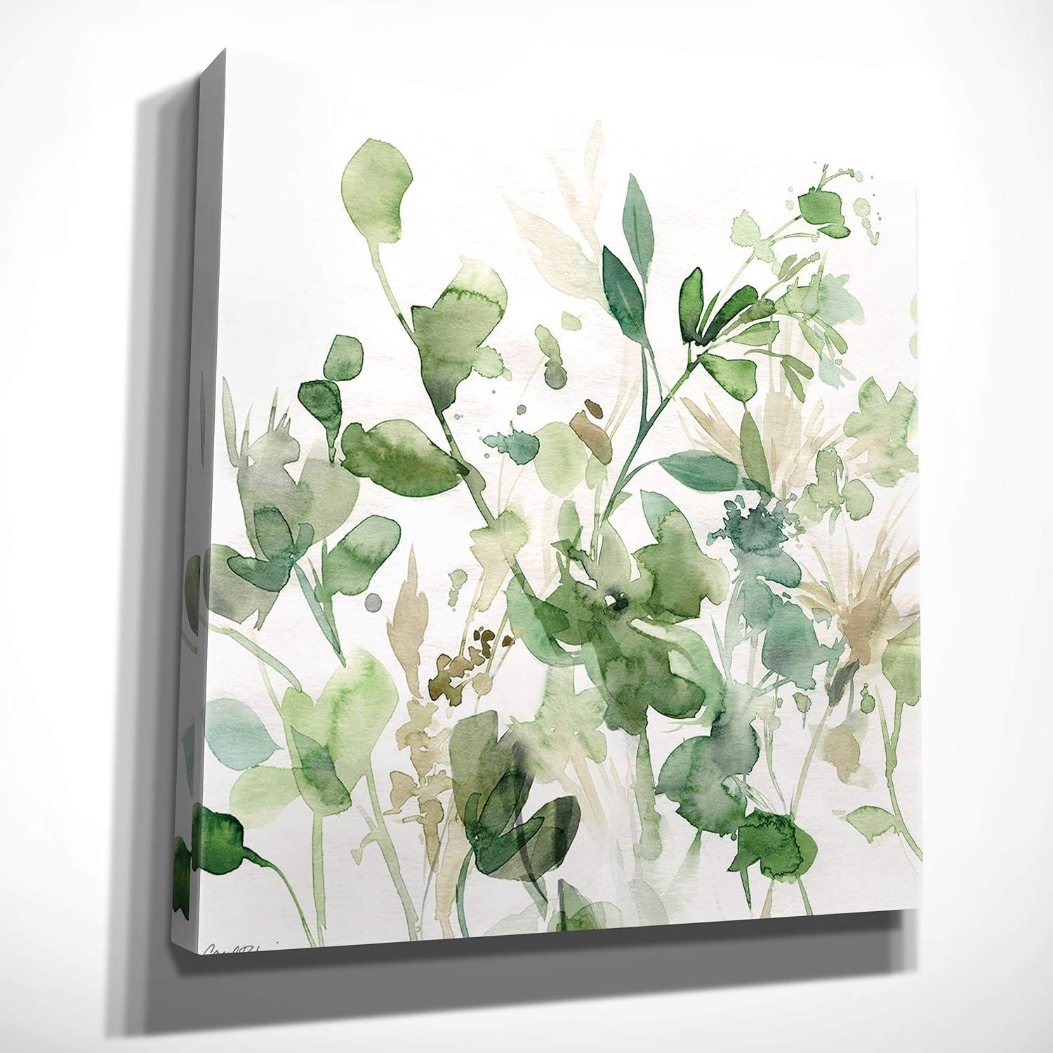 Sage Garden Green and Beige Canvas Wall Art, 24x24