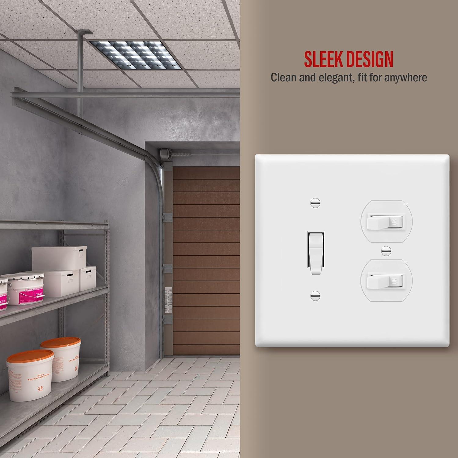 White Glossy Polycarbonate 2-Gang Toggle Switch Wall Plate
