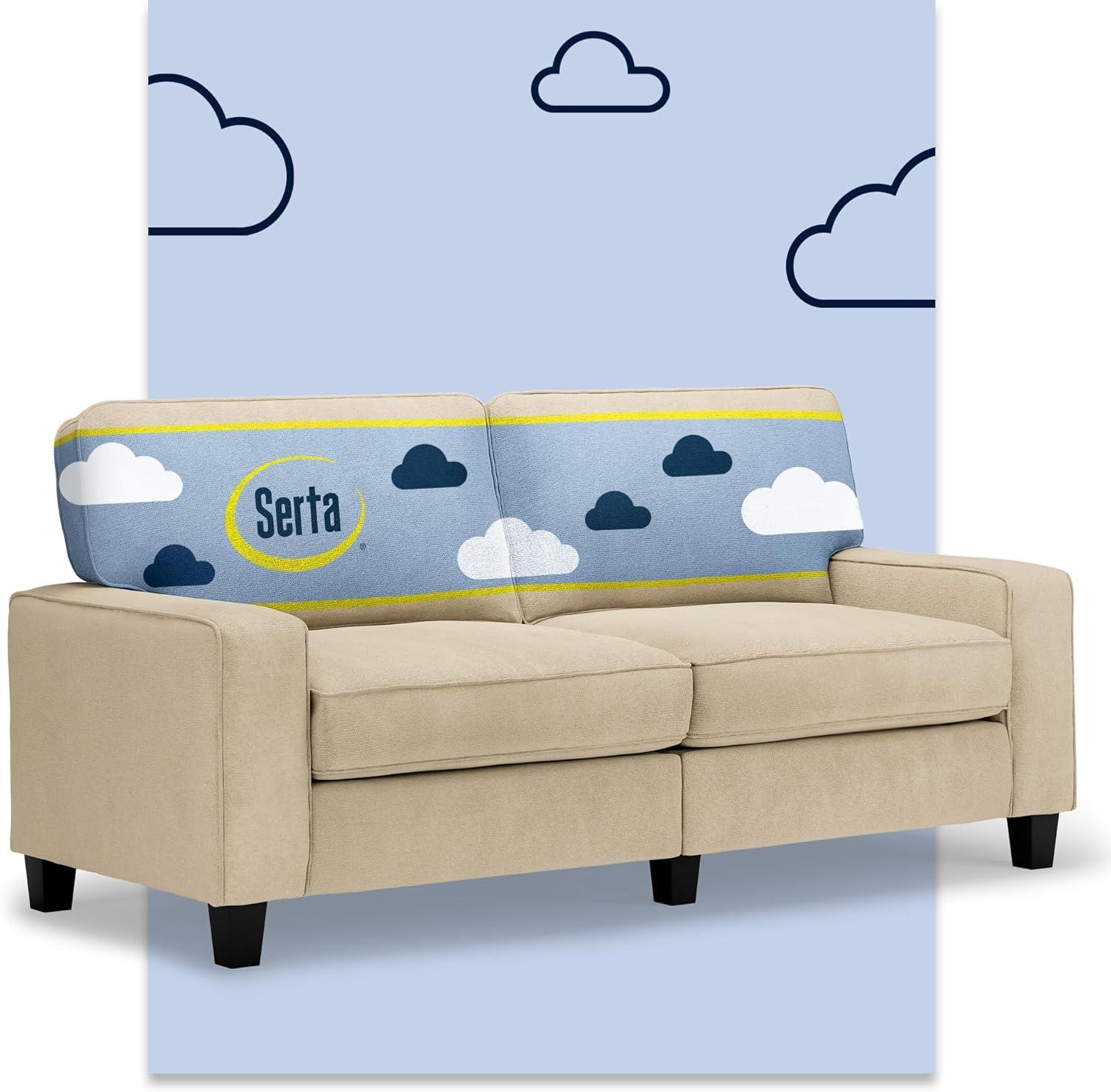 Serta Palisades 73" Track Arm Sofa, Easy Care Fabric, Soft Pillow Back, Pocket Coil Seat Cushions