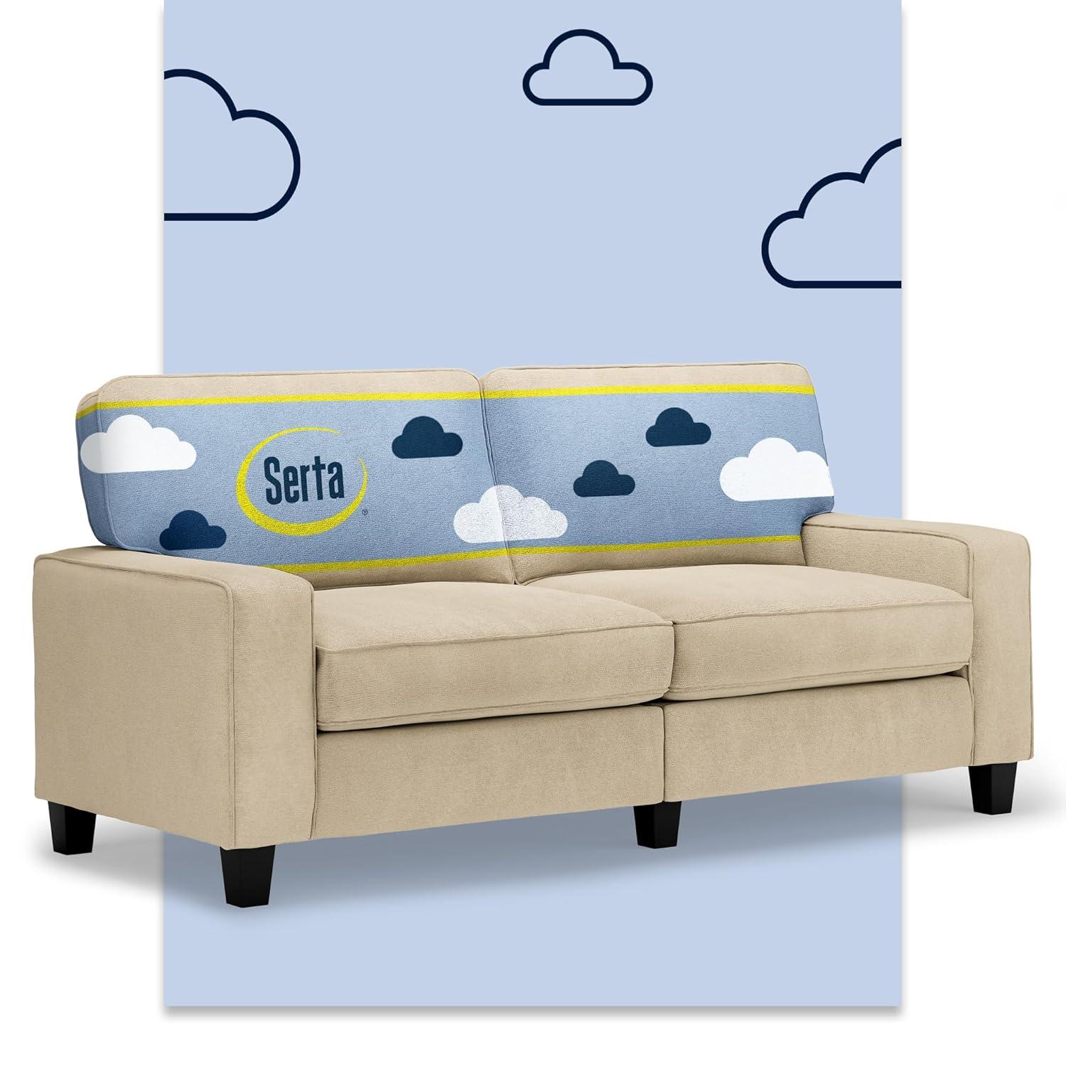 Serta Palisades 73" Track Arm Sofa, Easy Care Fabric, Soft Pillow Back, Pocket Coil Seat Cushions
