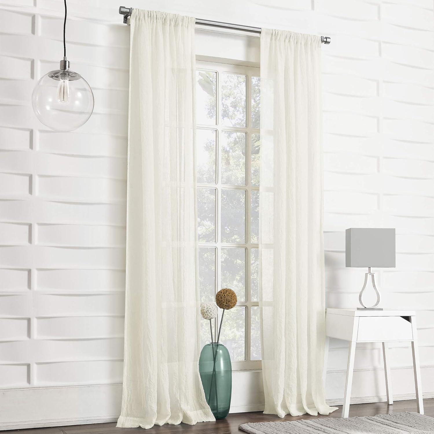 No. 918 Sheer Avril Crushed Texture Rod Pocket Curtain Panel