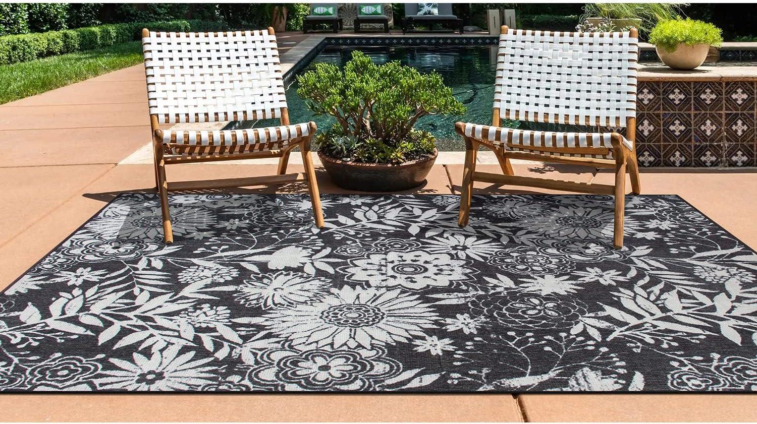 World Rug Gallery Modern Floral Flowers Indoor/Outdoor Area Rug