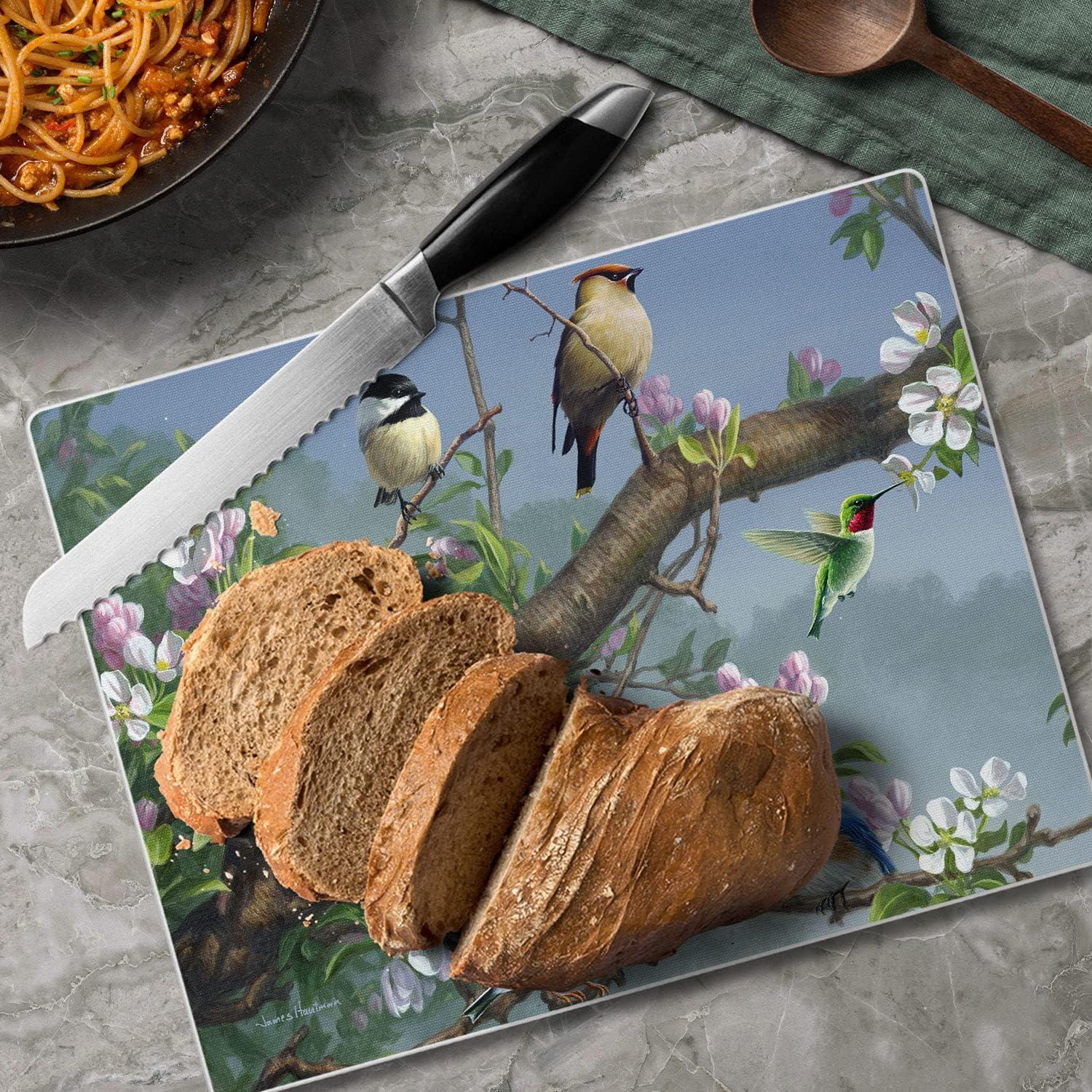 CounterArt Tempered Glass Beautiful Songbirds Saver Cutting Board