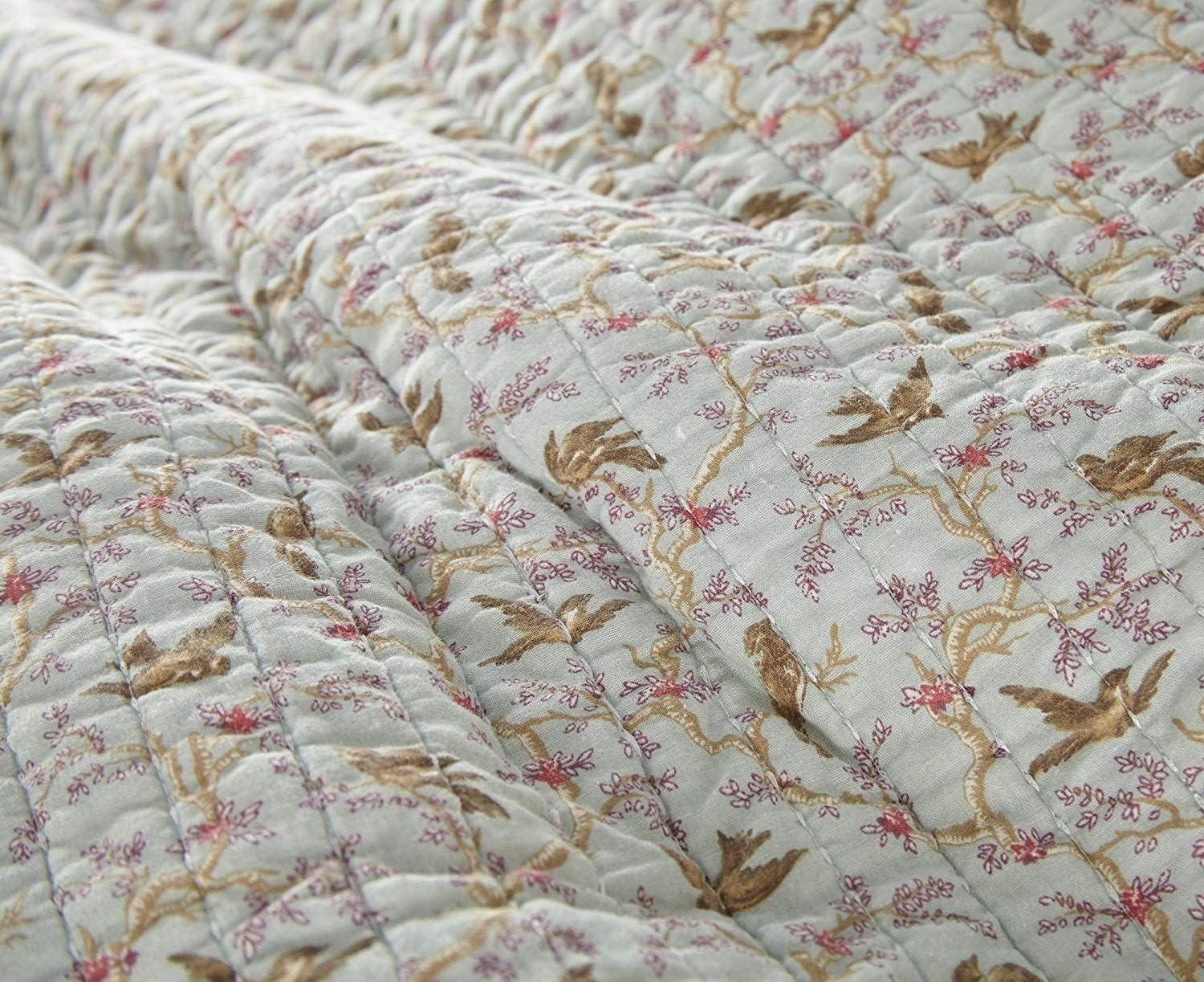 Chezmoi Collection Leslie 3-Piece Floral Patchwork Reversible 100% Cotton Vintage Washed Quilt Set