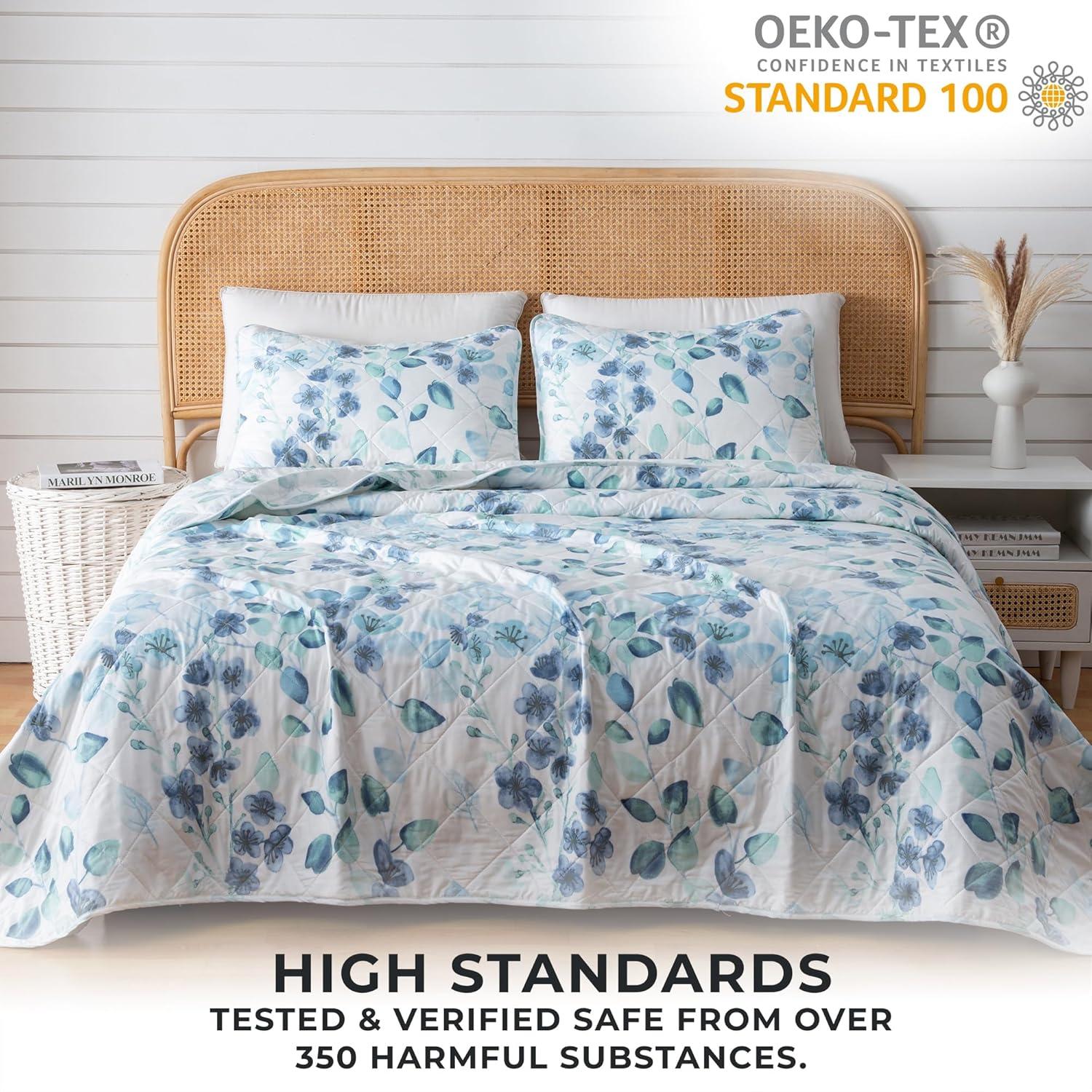 Great Bay Home Floral Reversible Reversible Quilt Set With Shams  (King, Miranda)