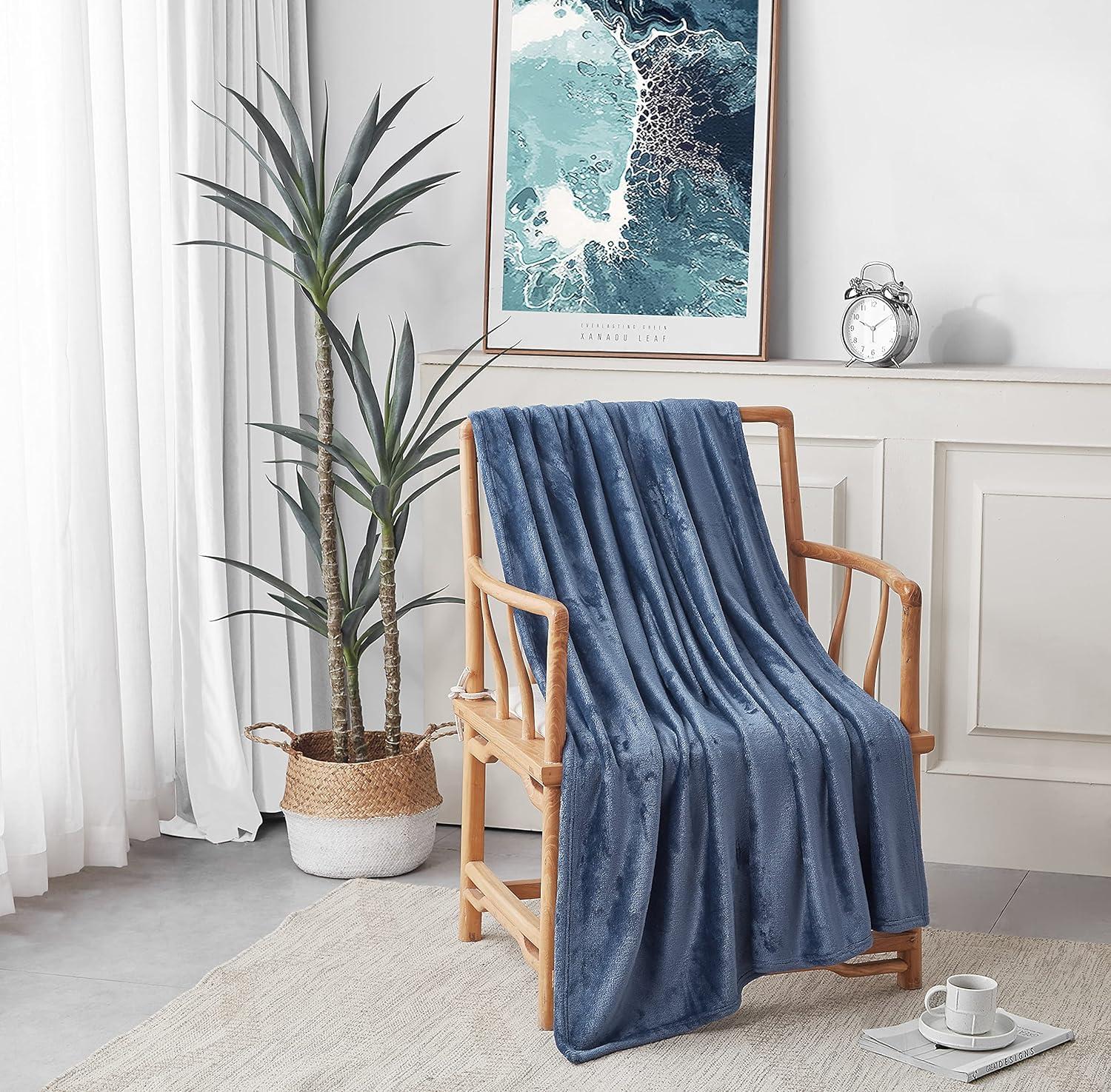 Nautica Solid Ultra Soft Plush Fleece Blanket