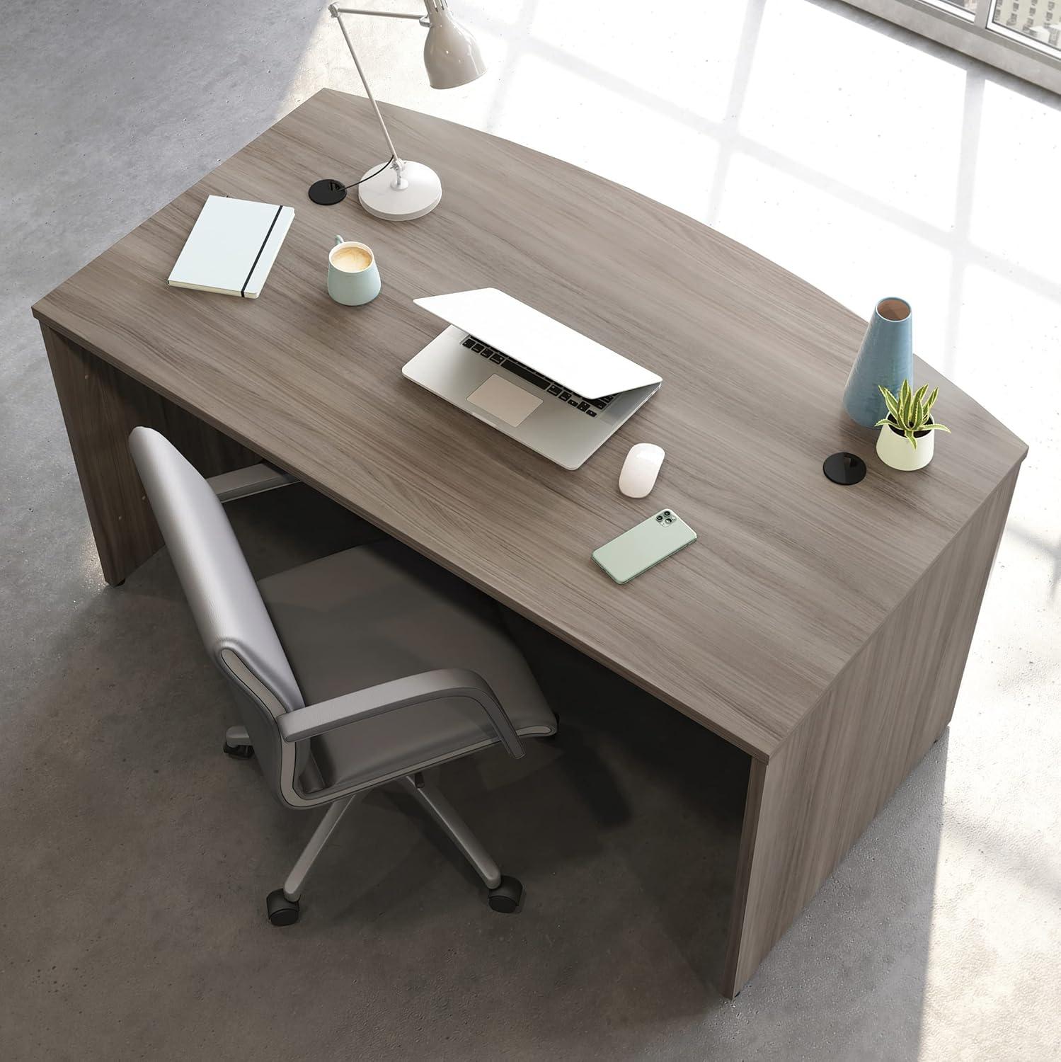 Hudson Elm 60'' Bowfront Executive Desk with Melamine Top