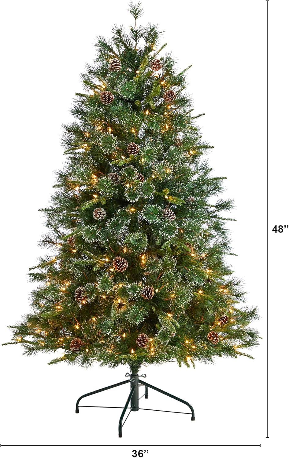 Nearly Natural 4-ft Snowed Tipped Clermont Pine Artificial Christmas Tree