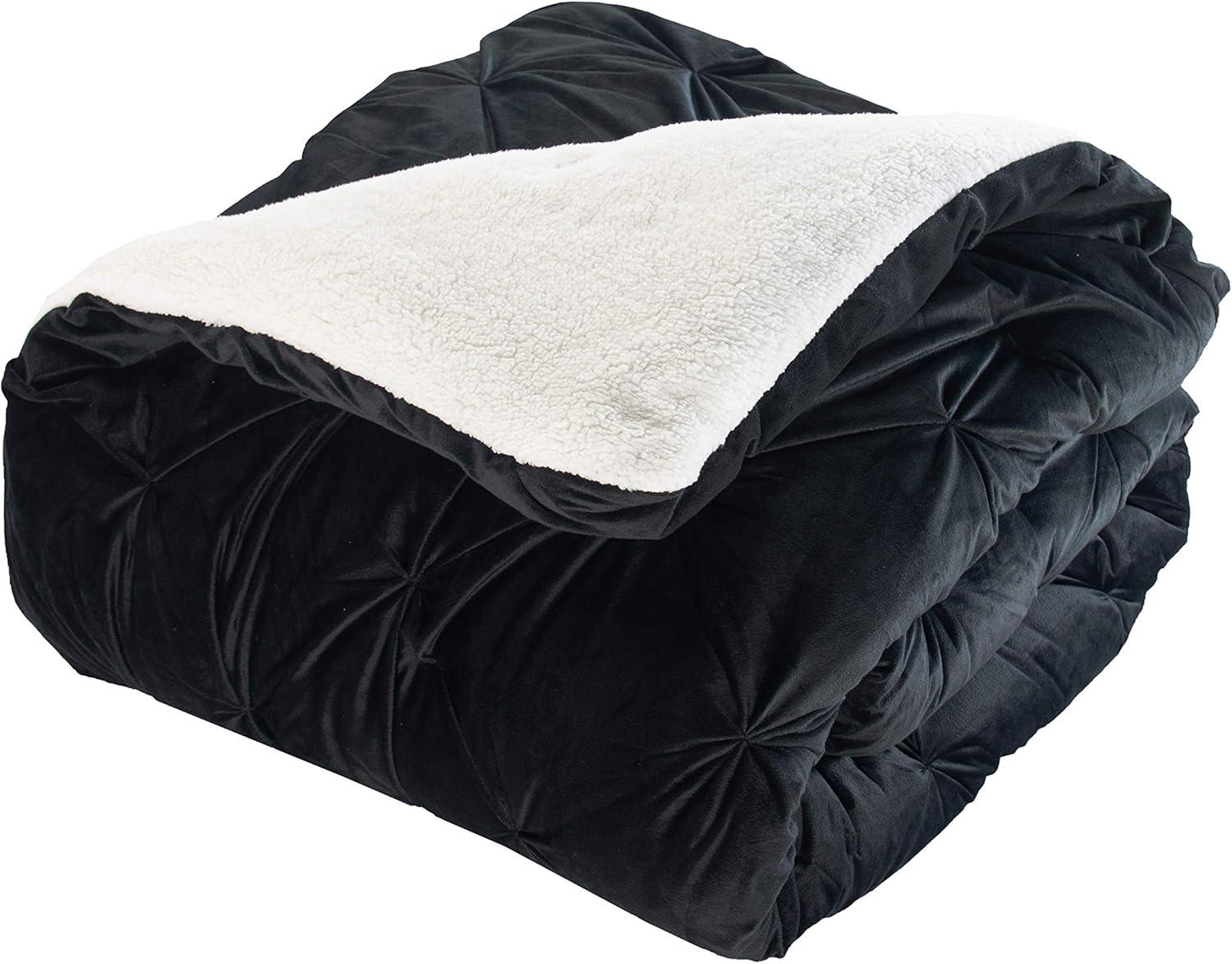 Full Black Microfiber Down Alternative Reversible Comforter Set