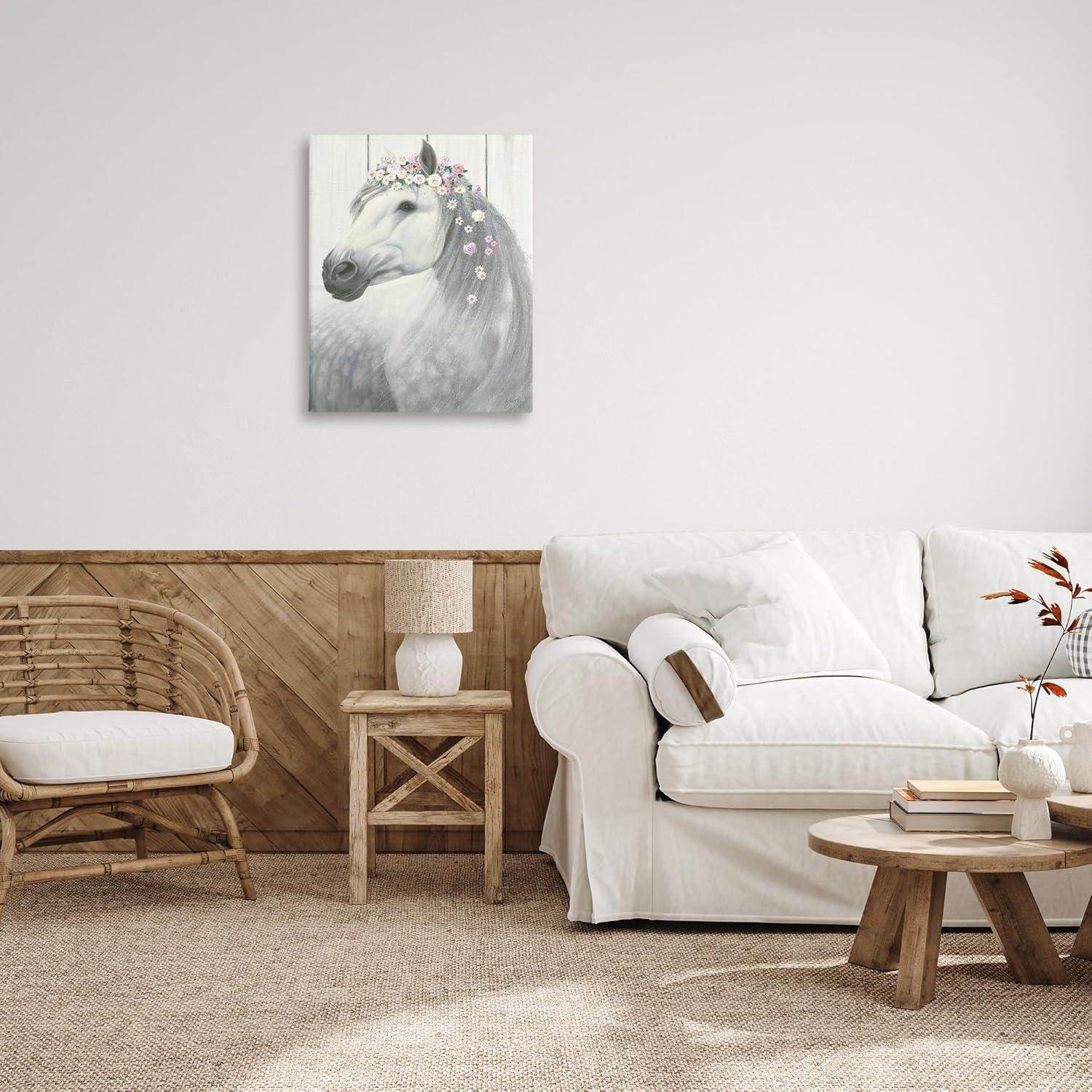 Stupell Industries Spirit Stallion Horse with Flower Crown Gallery Wrapped Canvas Wall Art, 24 x 30