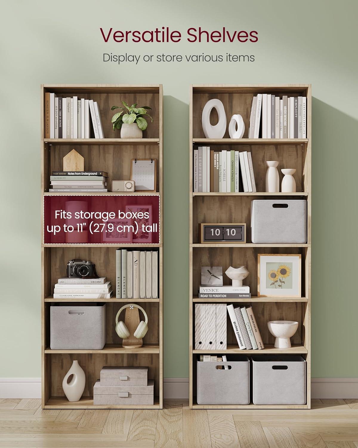 Camel Brown 6-Tier Adjustable Particleboard Bookshelf