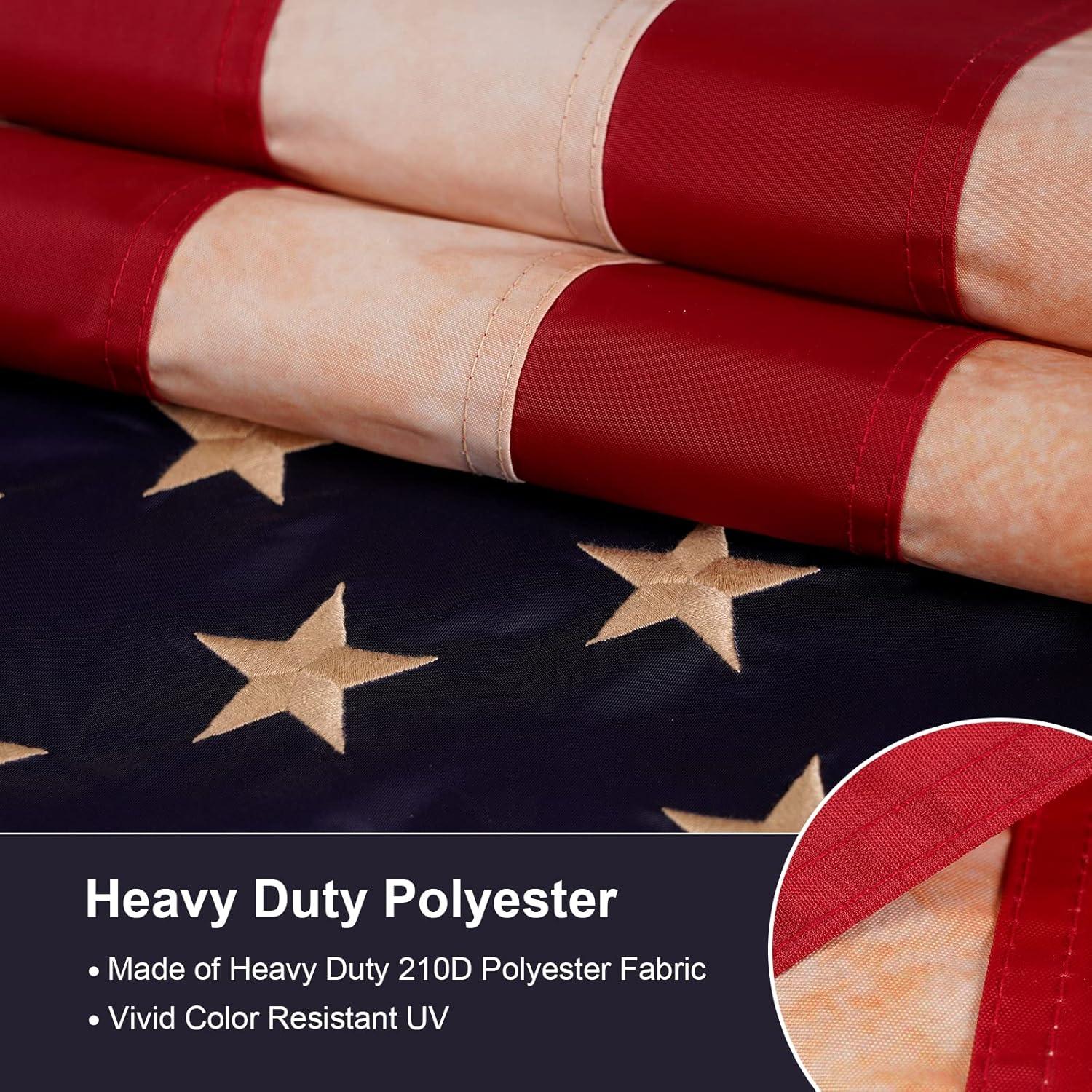 3x5 MWS USA American 50 Star Tea Stained Poly Heavy Duty Flag 3'x5' Grommets