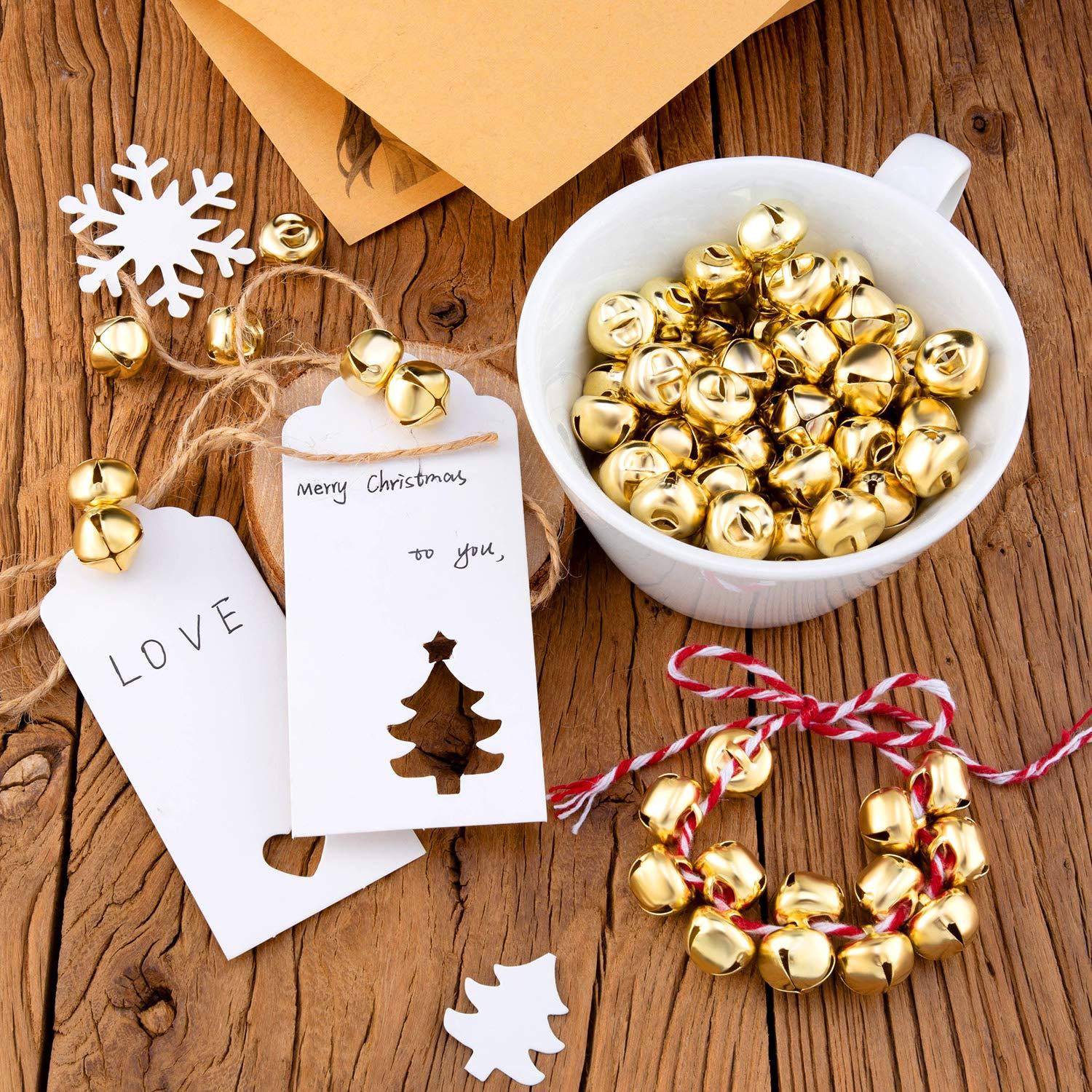 Zhanmai 200 Piece Jingle Bells, 1/2 Inch Craft Bells Bulk for Christmas, DIY Wreath, Holiday Home and Christmas Decoration (Silver/Gold)