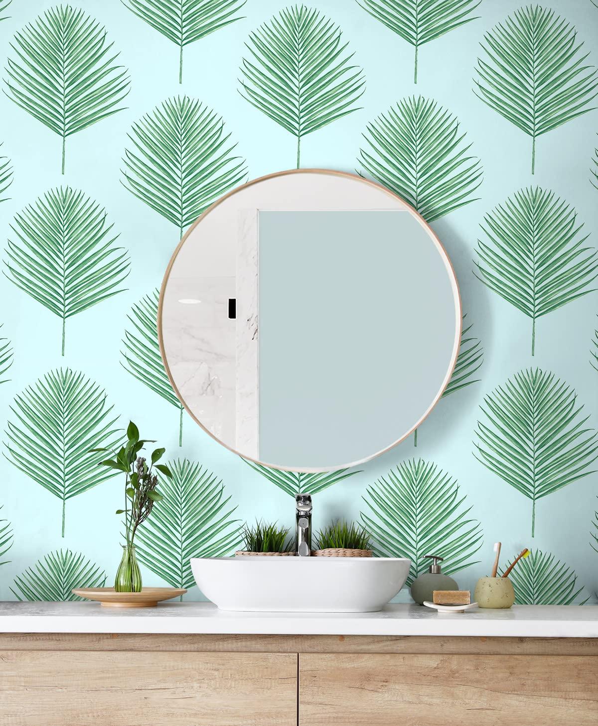 Lillian August Luxe Haven Maui Palm 9' L x 27" W Smooth Peel and Stick Wallpaper Roll