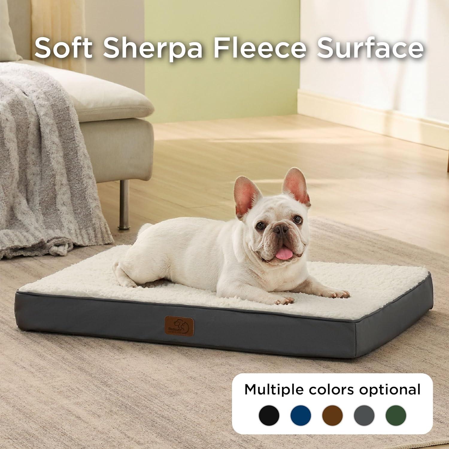 Bedsure Dog Bed Medium Size Dog - Orthopedic Waterproof Puppy Beds with Removable Washable Cover, Egg Crate Foam Pet Mat, Suitable for Pet Up to 35 lbs