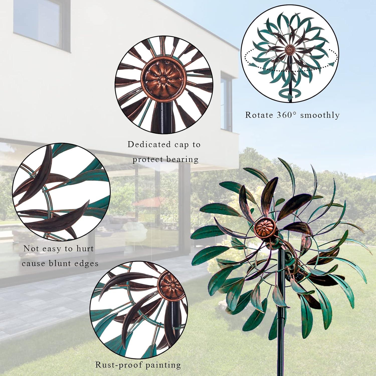 Copper and Teal 13" Metal Dual Motion Wind Spinner