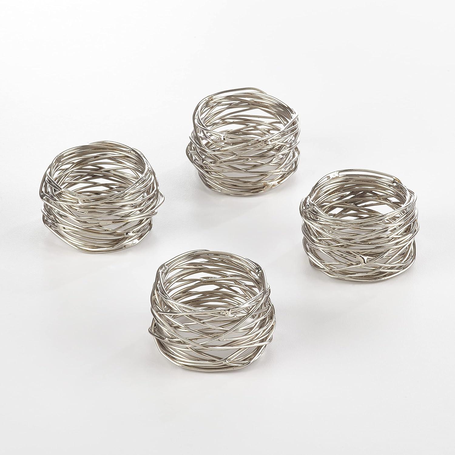 Saro Lifestyle Table Napkin Rings With Metal Twine Design (Set of 4)