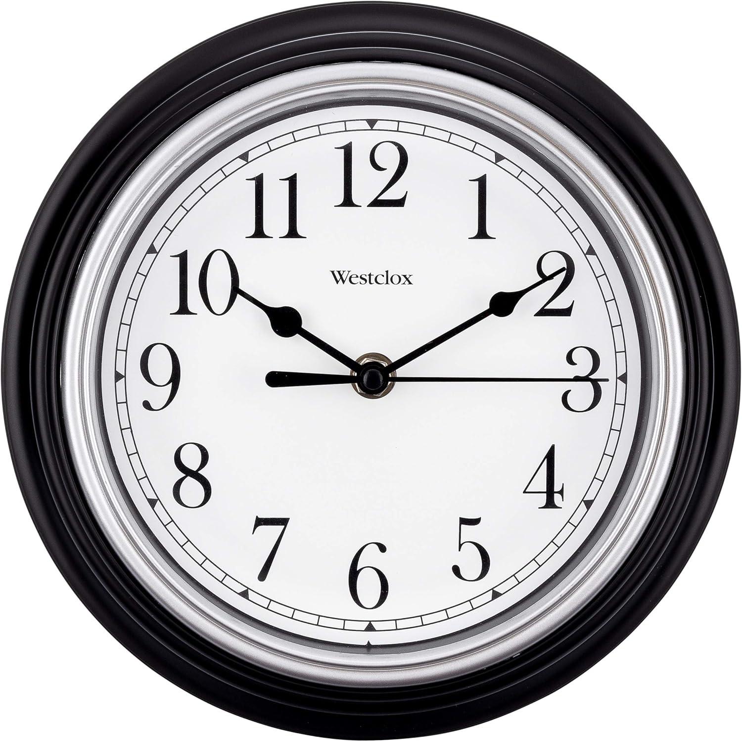 Westclox 9" Black and Silver Round Analog Wall Clock