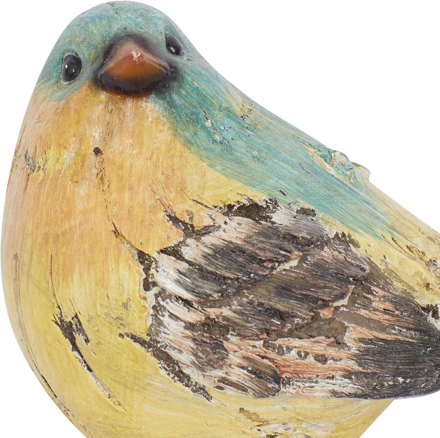 8"W, 6"H Multi Colored Polystone Bird Sculpture, by DecMode (4 Count)