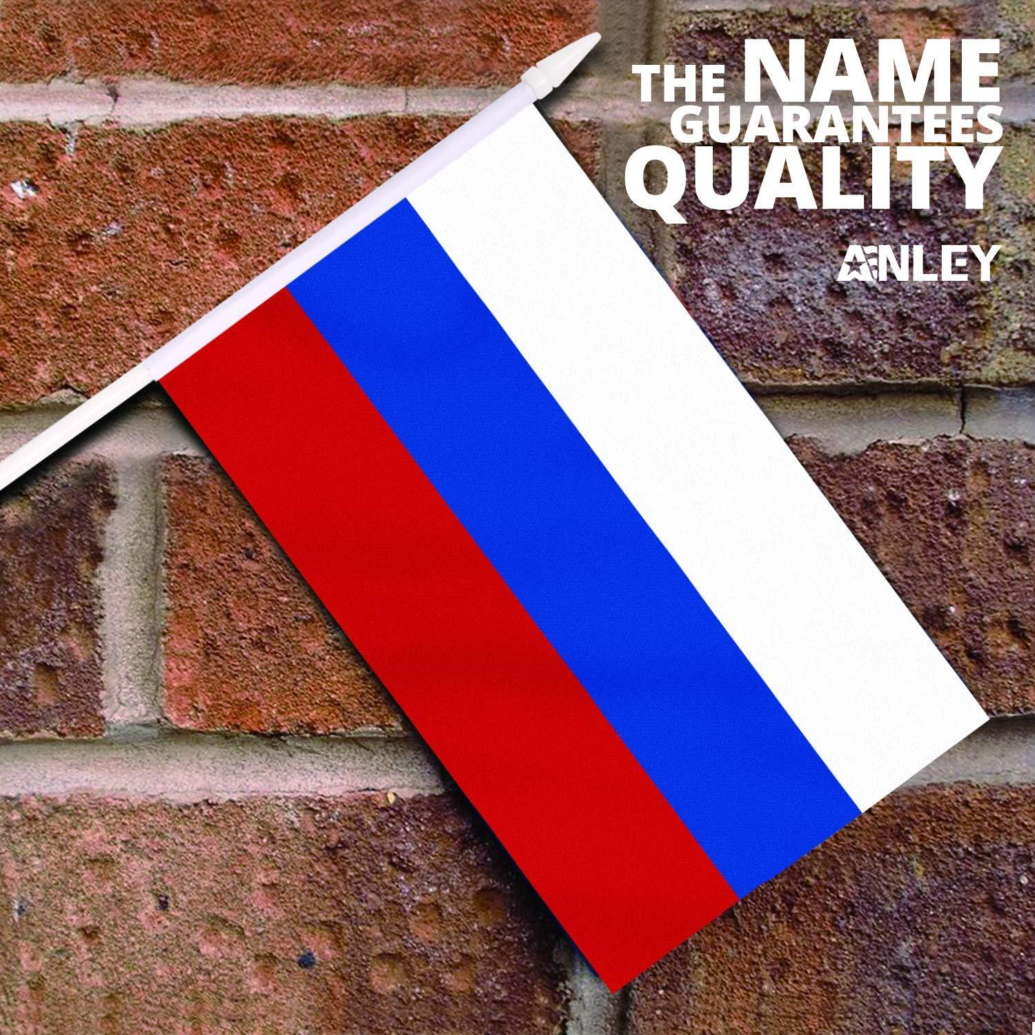 Anley Russia Mini Flag 12 Pack - Hand Held Small Miniature Russian Flags