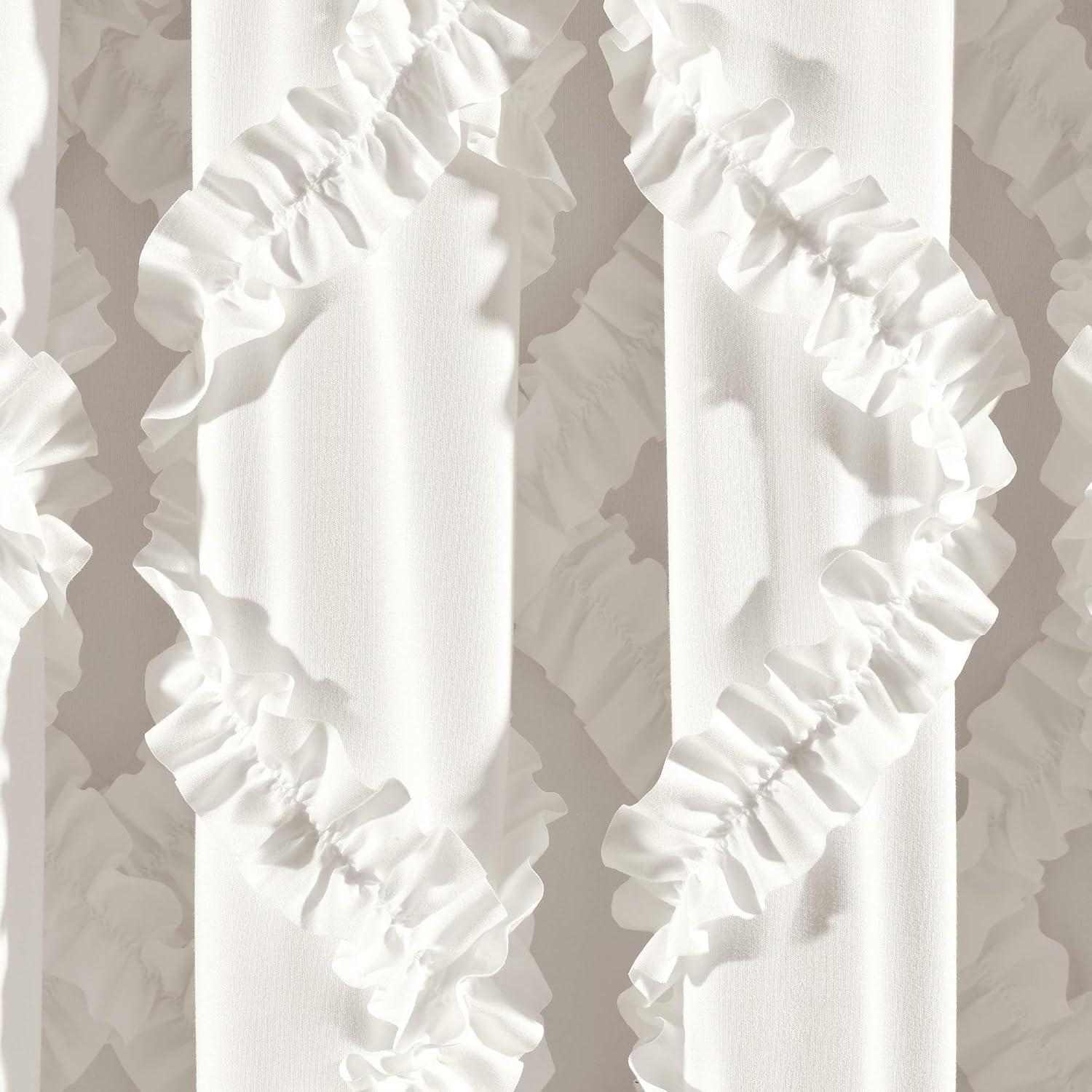 Lush Decor Ruffle Diamond Geometric Semi-Sheer Thermal Indoor Single Curtain Panel (Set of 2)
