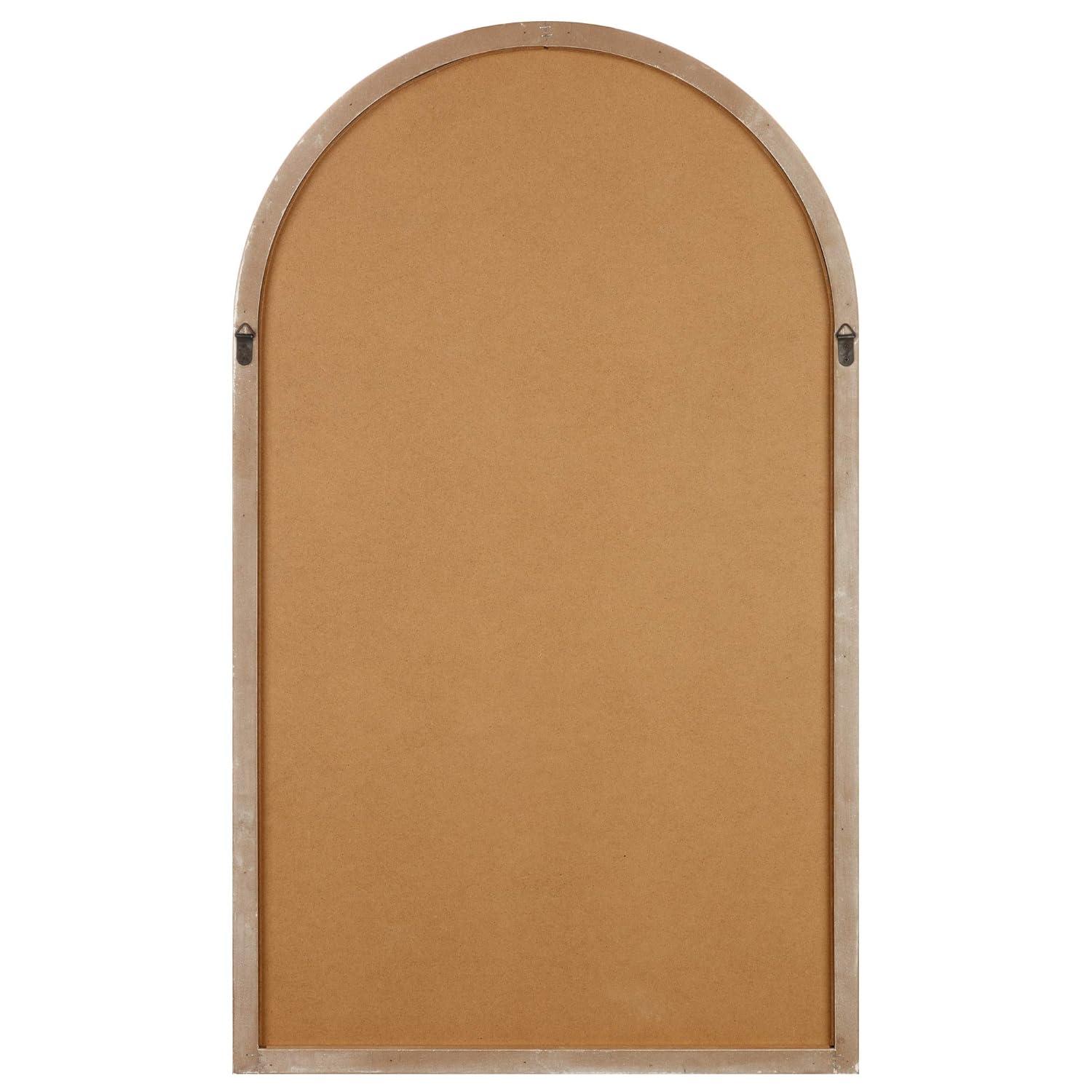 Patton Wall Decor Arch Windowpane Wall Mirror, Distressed White, 24x40"