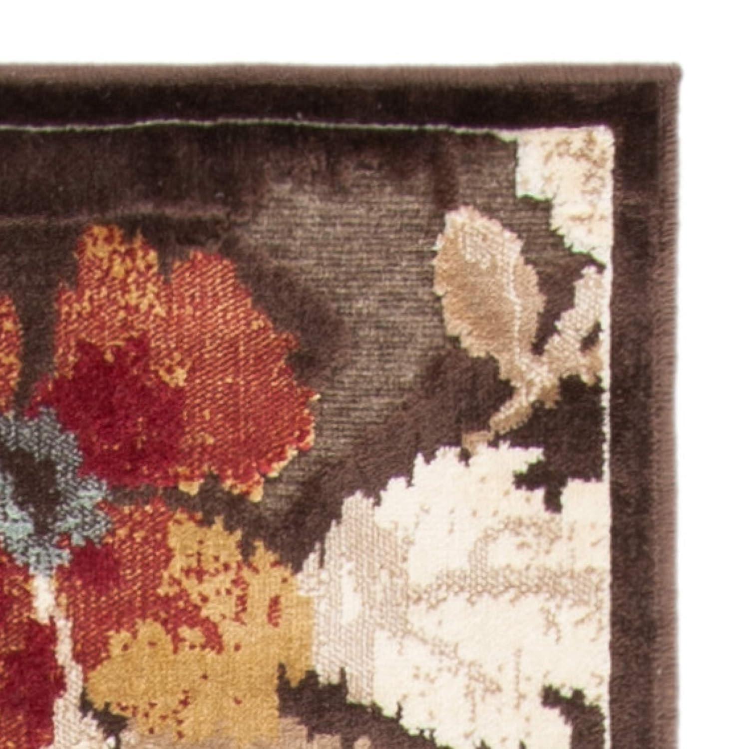 SAFAVIEH Paradise Collection Area Rug - 8' x 11'2", Dark Brown, Floral Viscose Design, Ideal for High Traffic Areas in Living Room, Bedroom (PAR148-330)