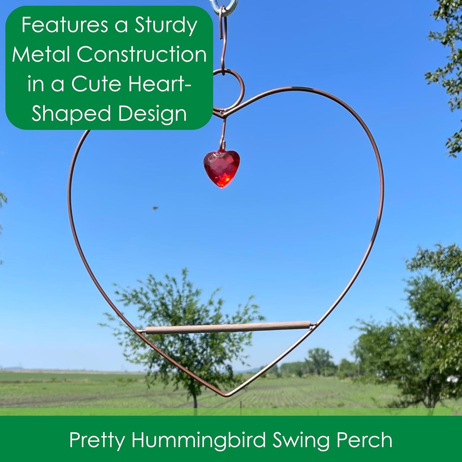 Songbird Essentials Hummingbird Swing for Hummingbird Feeder Copper Heart Metal