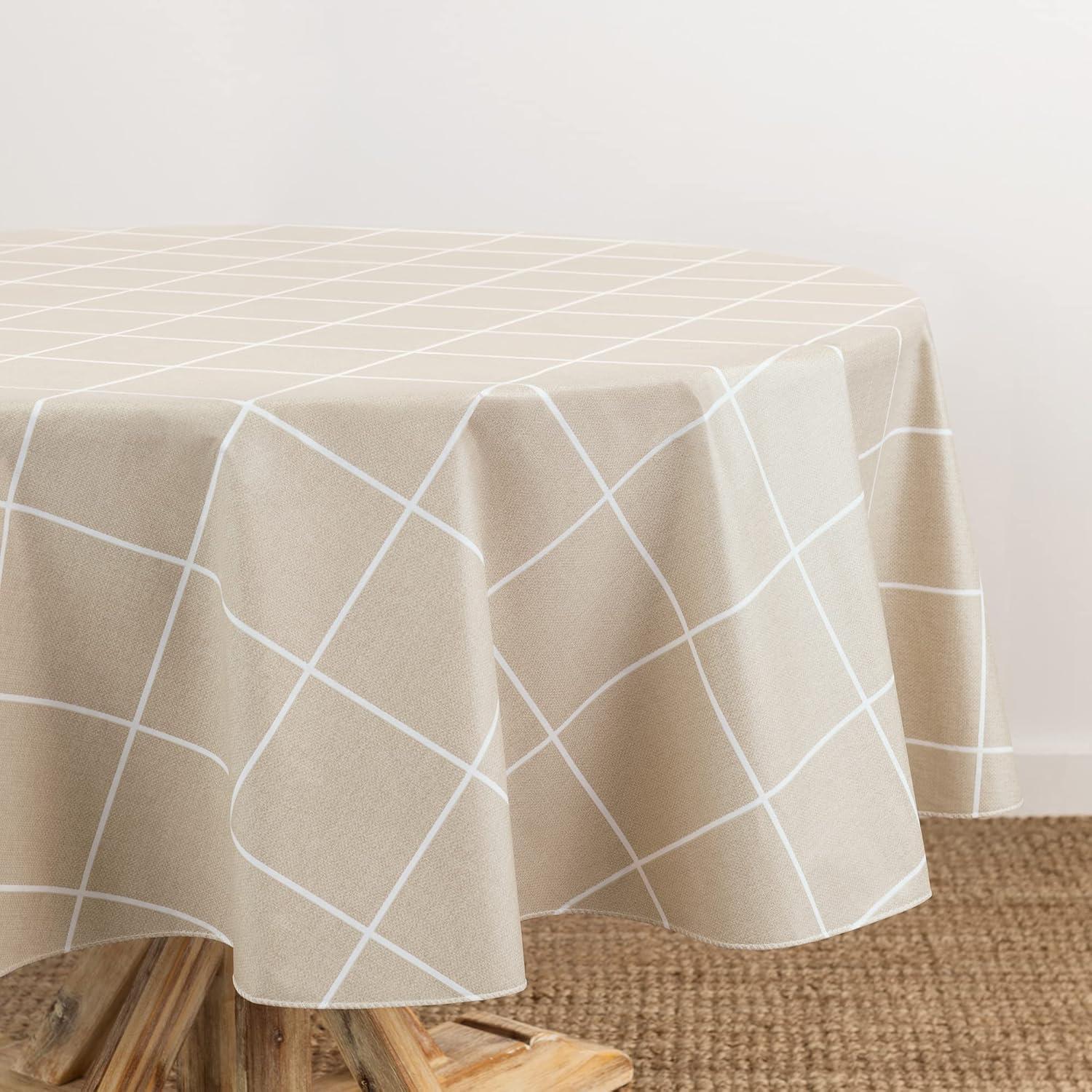 Elrene Windowpane Plaid Grid Printed Vinyl Indoor/Outdoor Tablecloth - Elrene Home Fashions