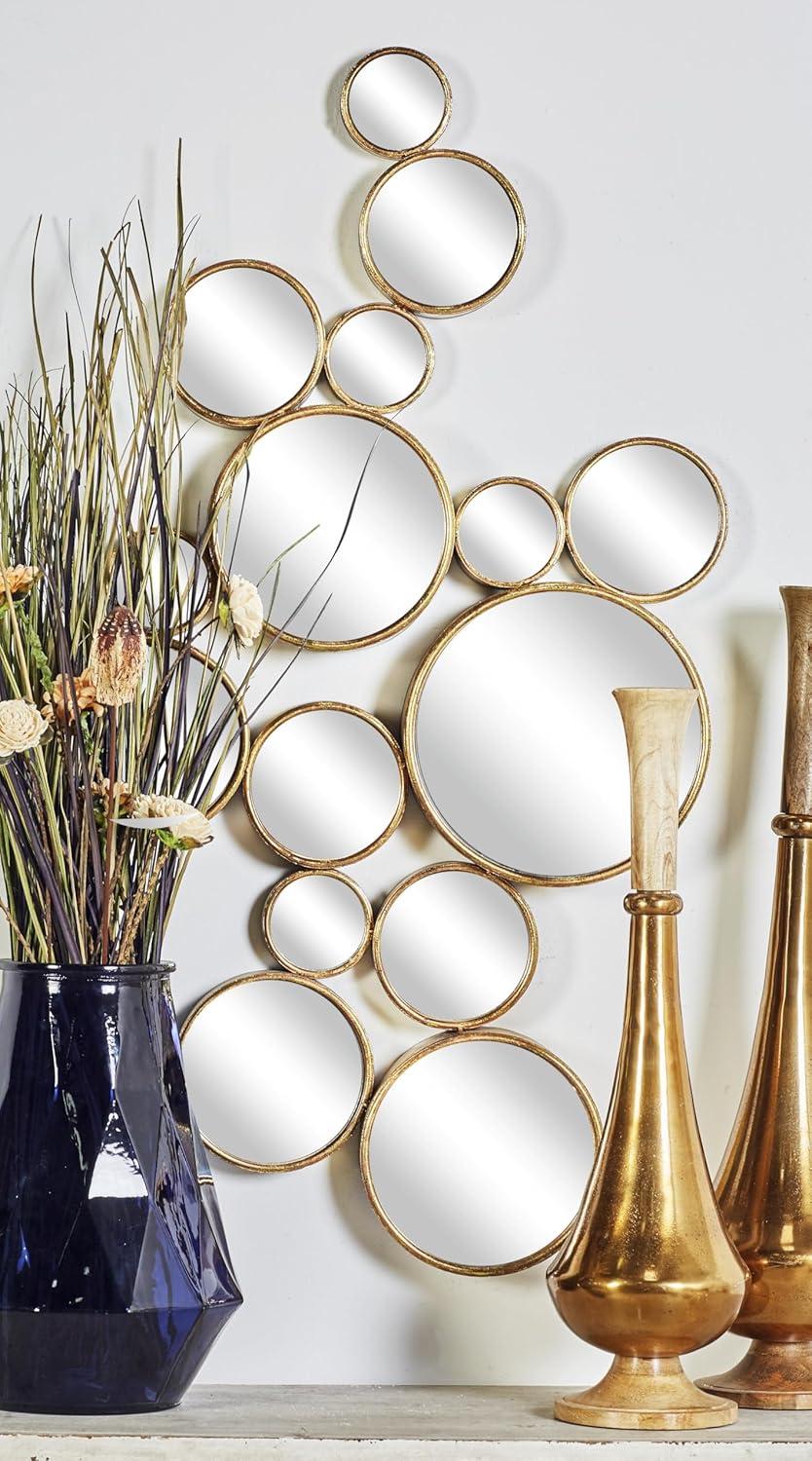 Gold Round Cluster Framed Wall Mirror, 40" x 22"