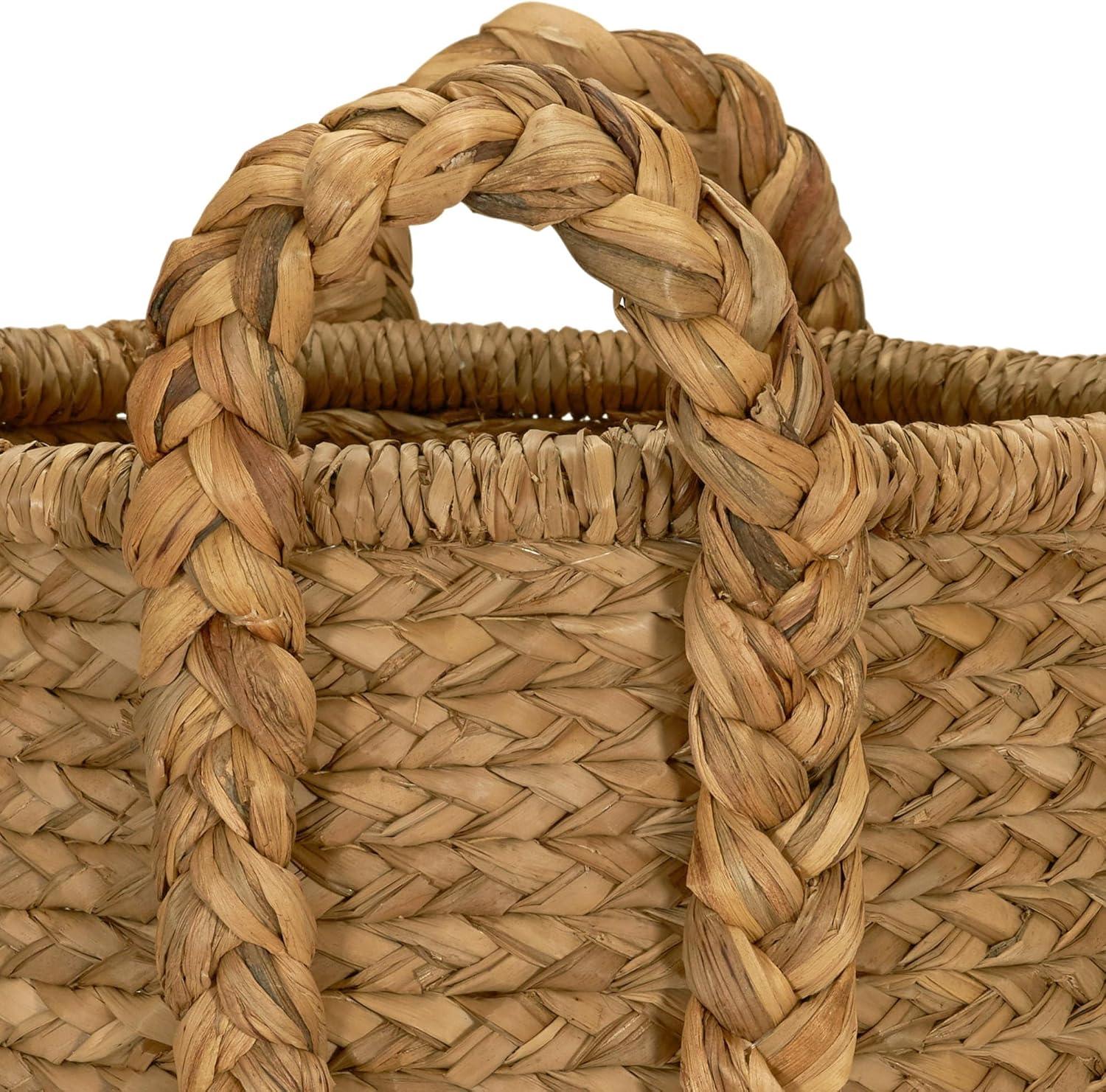 Household Essentials Large Wicker Floor Basket With Braided Handle