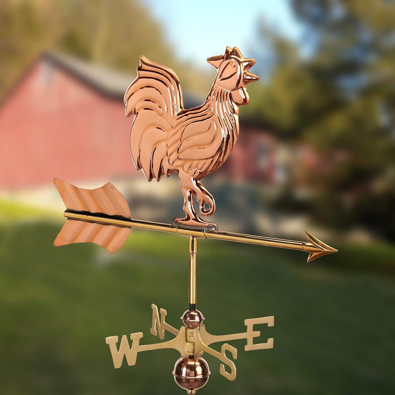 Good Directions Rooster Cottage Weathervane with Roof Mount, Pure Copper