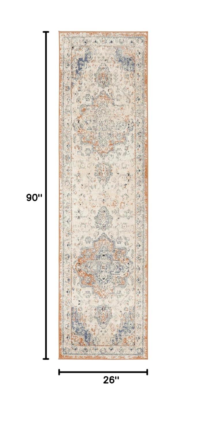Nourison Essentials Persian Vintage Indoor Outdoor Area Rug Beige Blue 2'2" x 7'6"