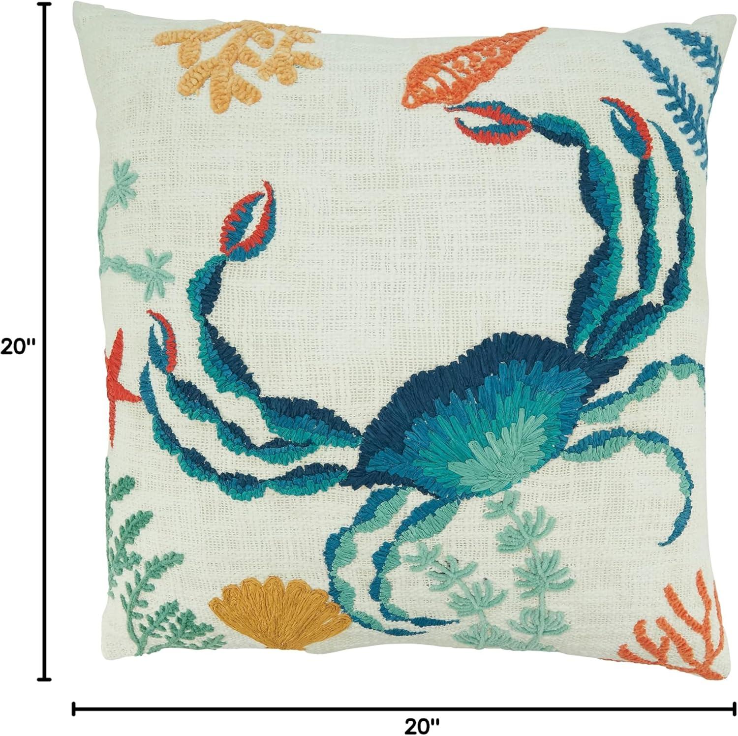 Saro Poseidon Collection No Pattern And Not Solid Color Cotton Throw Pillow