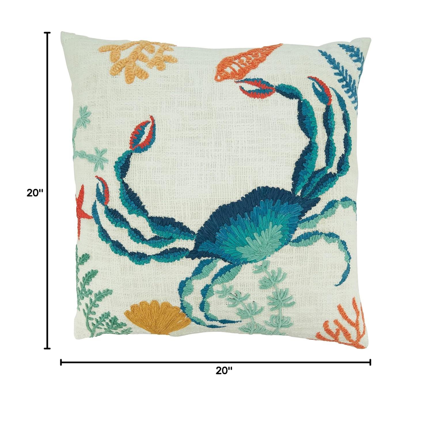 Saro Poseidon Collection No Pattern And Not Solid Color Cotton Throw Pillow