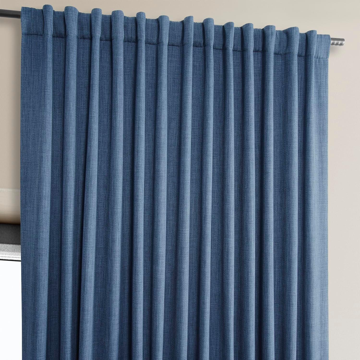 Faux Linen Textured Room Darkening Curtains for Bedroom & Living Room Curtains - Single Panel drapes