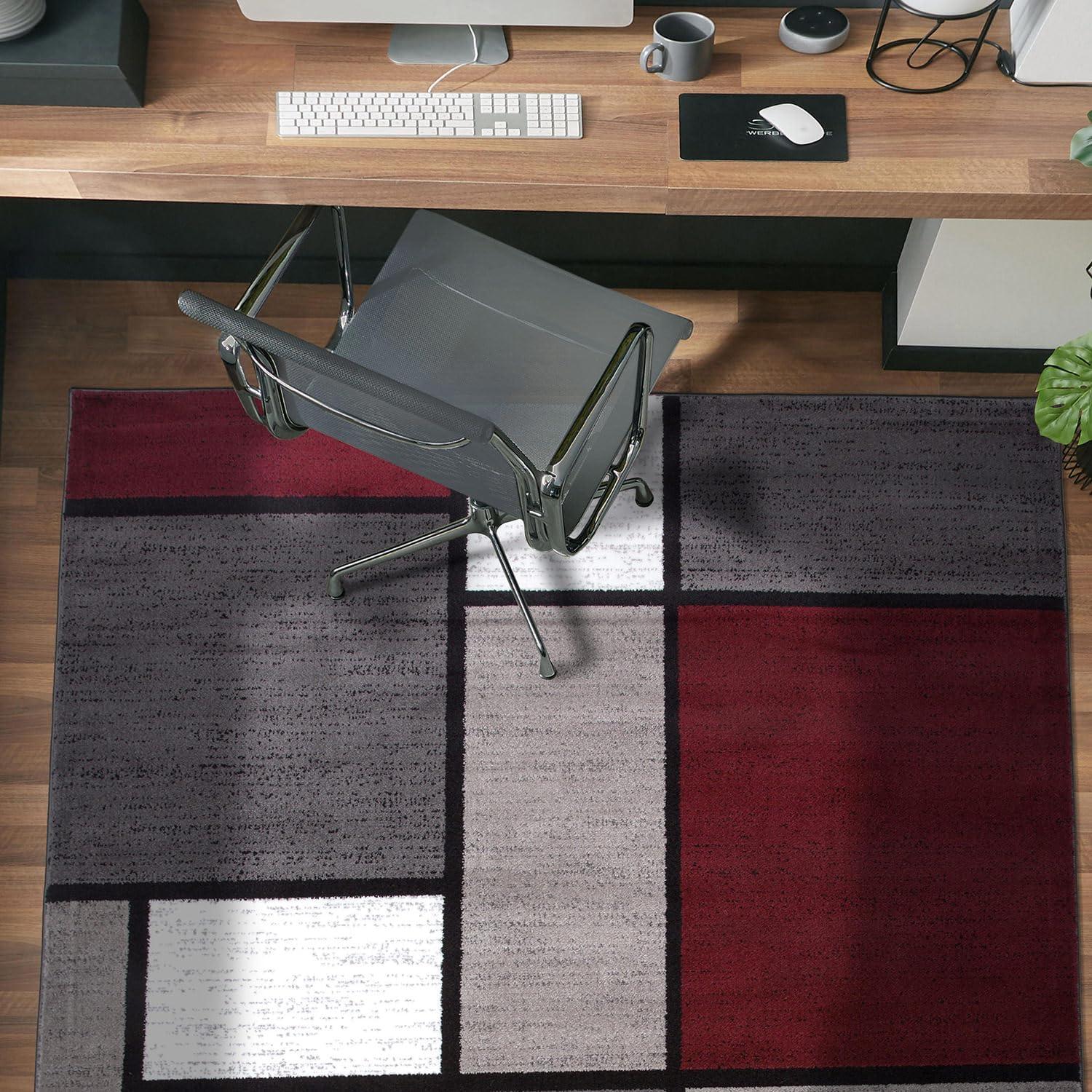 Rugshop Contemporary Modern Boxes Area Rug 5' 3" X 7' 3" Red