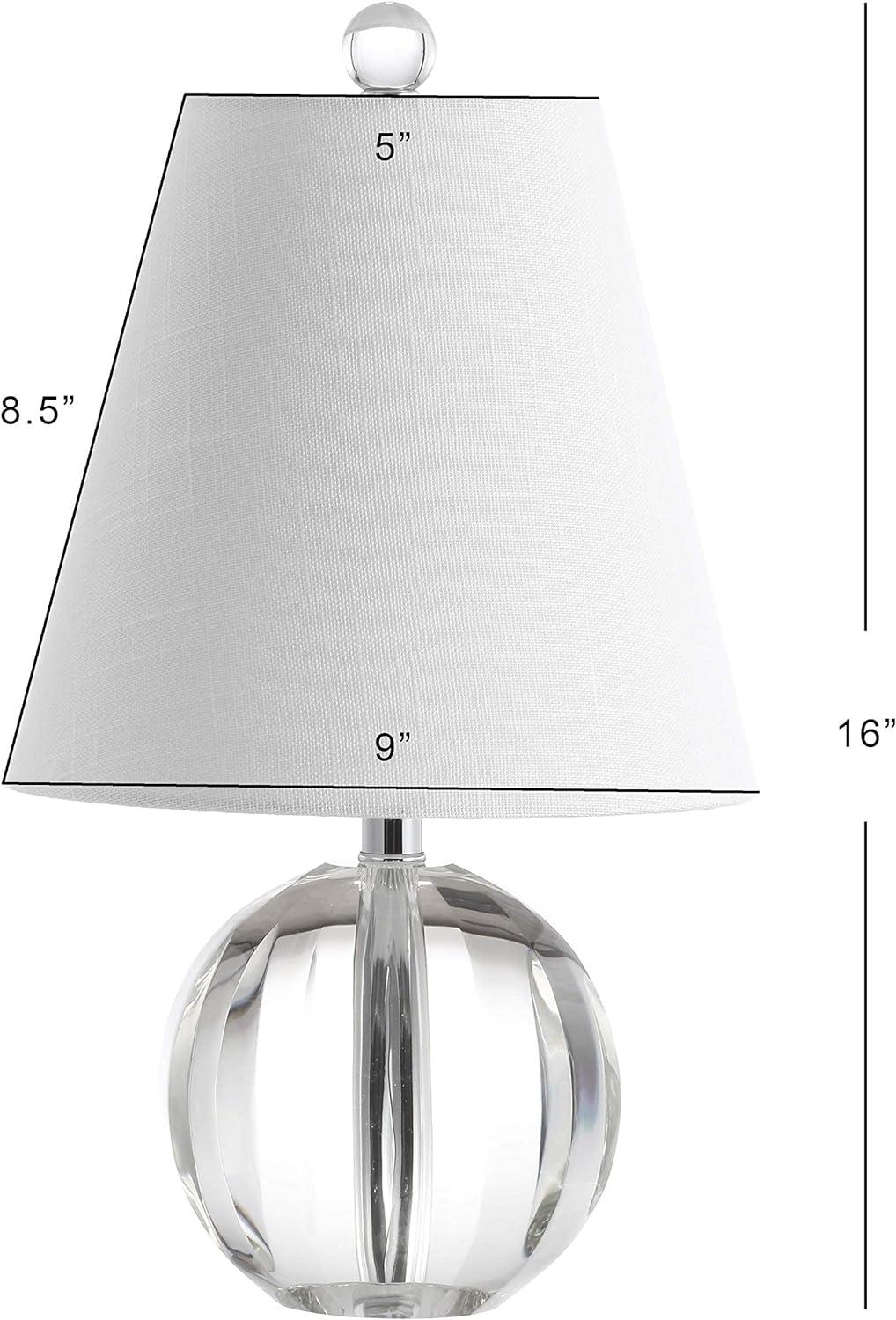 JONATHAN Y Goddard 16" Crystal Ball/Metal LED Table Lamp, Clear