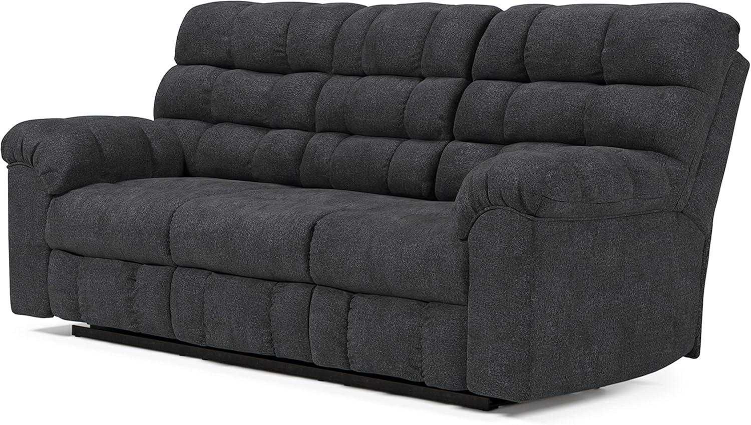 Ashley Furniture Wilhurst Contemporary Fabric Reclining Sofa in Dark Gray