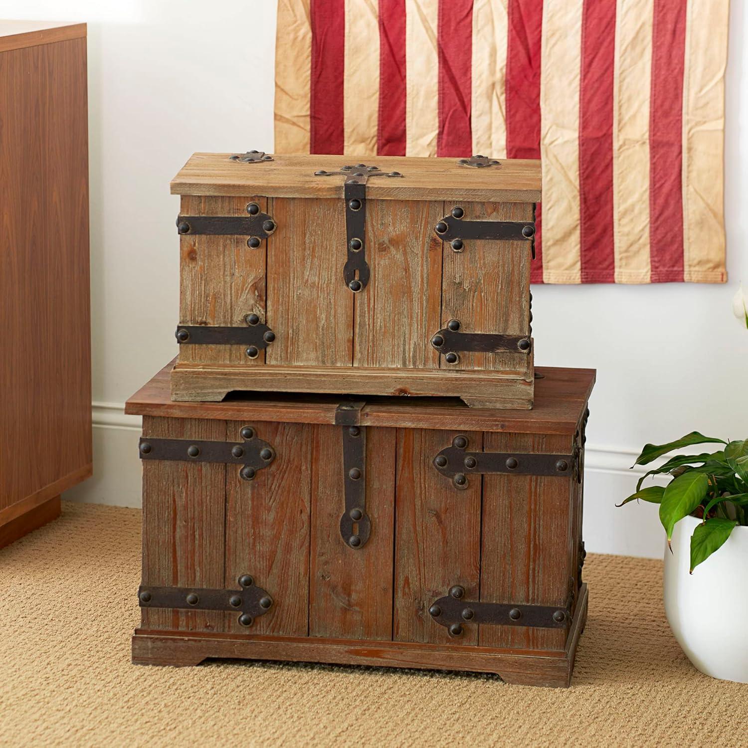 Household Essentials 2 Piece Wood Accent Trunk