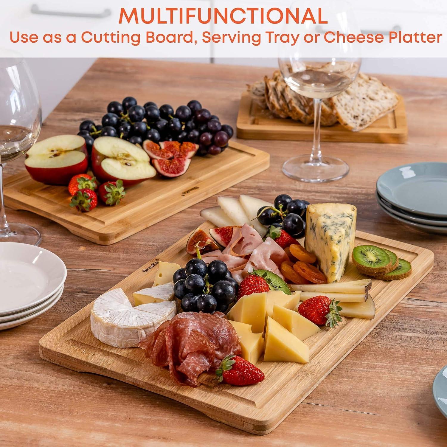 BlauKe Set of 3 Bamboo Cutting Boards with Juice Groove