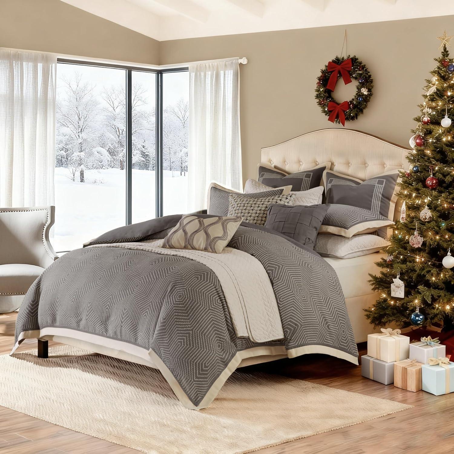 Madison Park Signature Shades of Grey Textured Comforter Set
