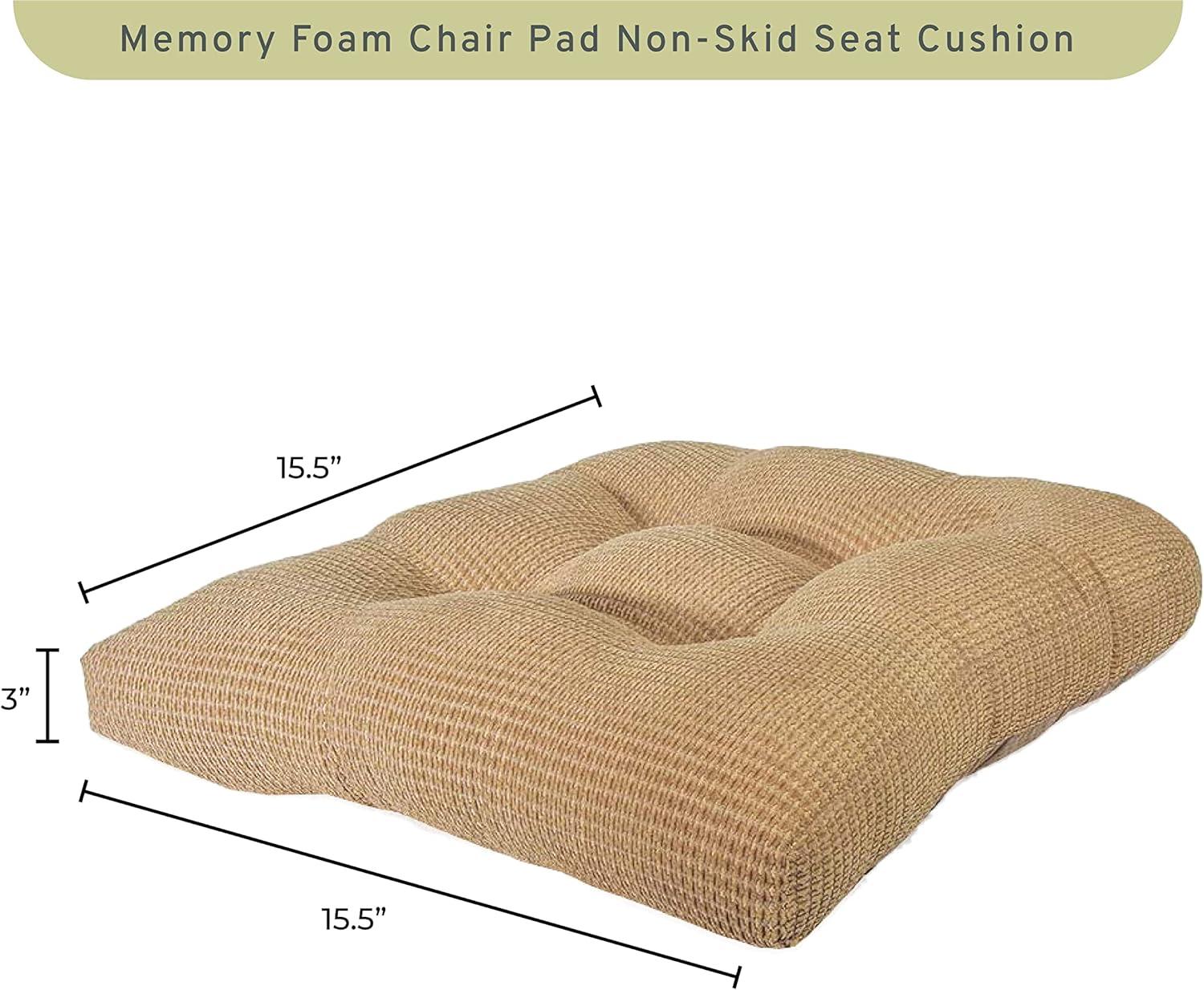 Plush Bamboo Memory Foam Square Chair Pad 2-Pack in Neutral