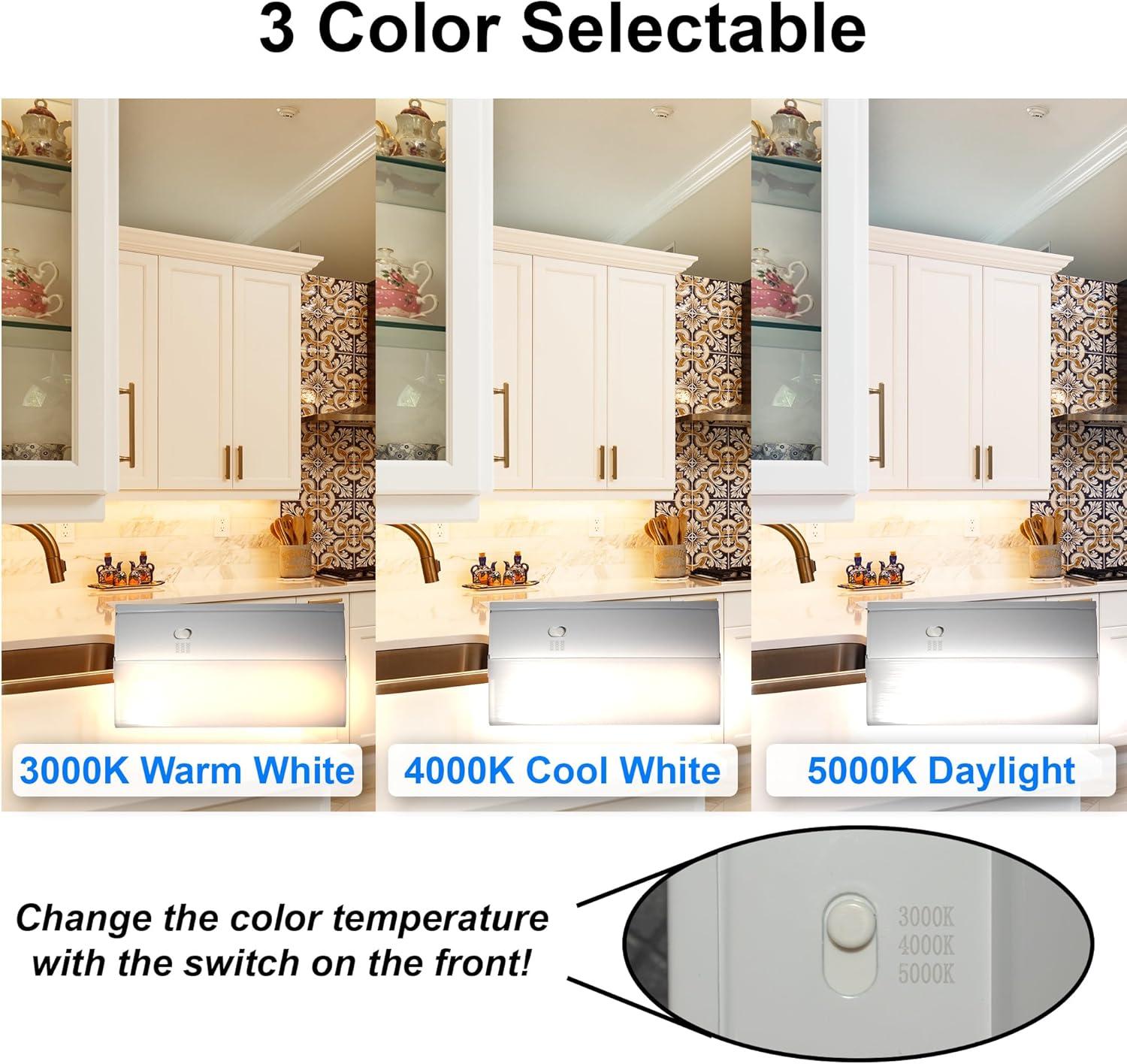 6 Inch LED Under Cabinet Lighting - Selectable Color 3000K/4000K/5000K - 480Lumens